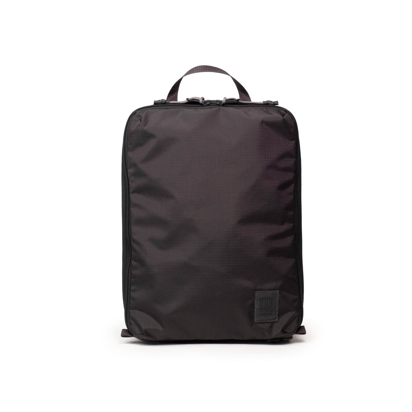 Front View of Topo Designs Global Compression Pack Bag 10L in "Black / Black"