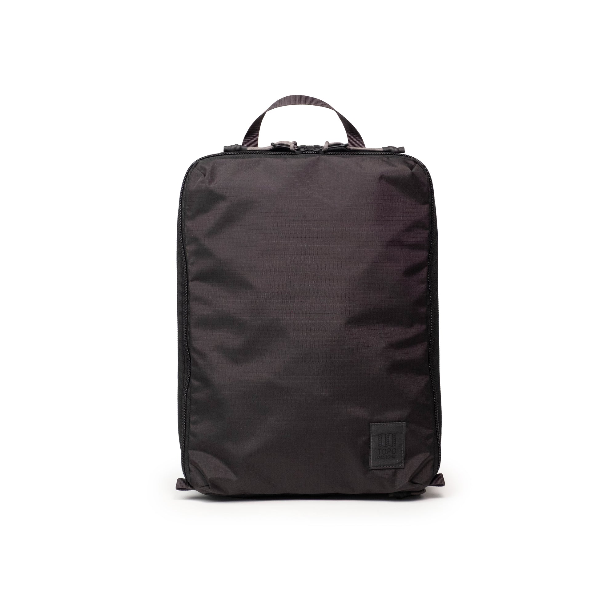 Front View of Topo Designs Global Compression Pack Bag 10L in "Black / Black"