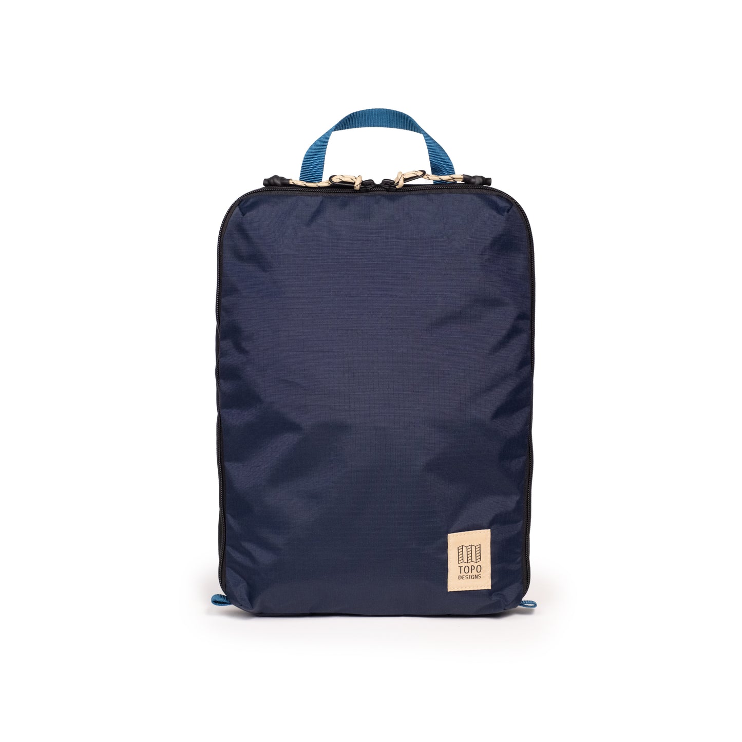 Front View of Topo Designs Global Compression Pack Bag 10L in "Navy / Sahara"