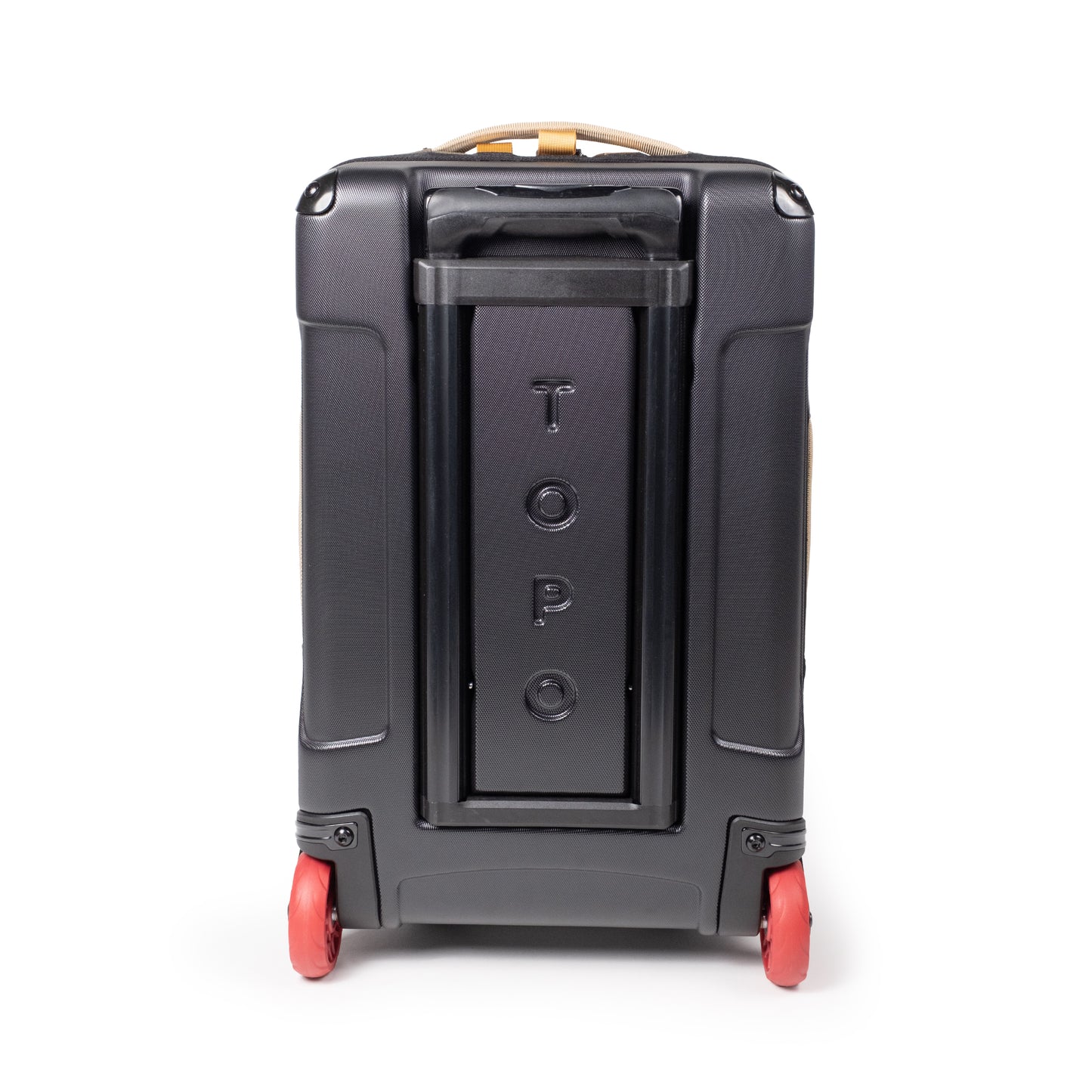 Image of molded back panel on the Topo Designs Global Travel Bag Roller durable carry-on convertible laptop backpack rolling suitcase in "Woodland / Elmwood".