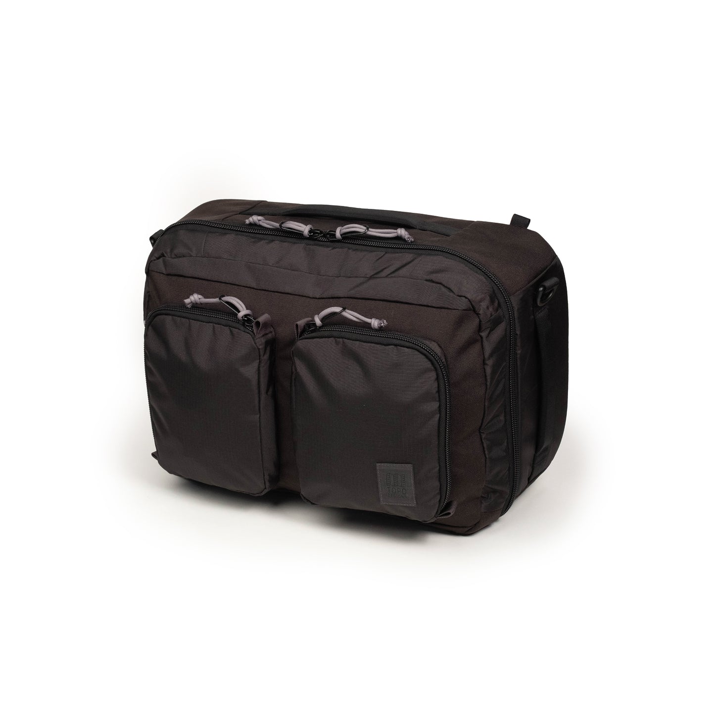 Three quarter view of Global Travel Duffel in "Black"