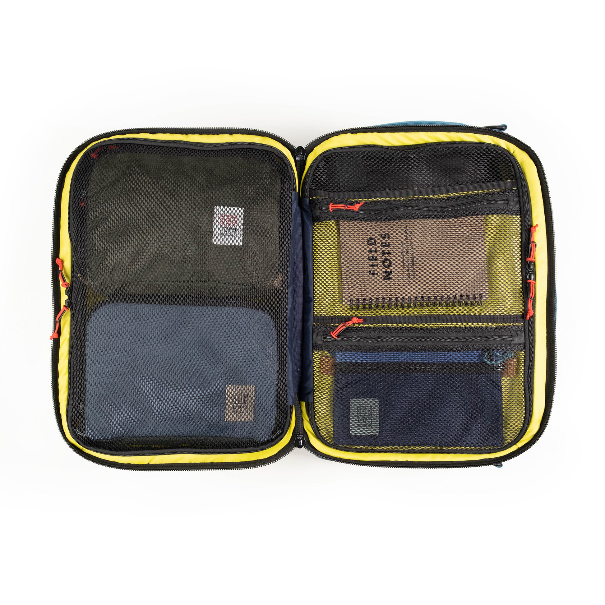 Interior view of Global Travel Duffel in "Navy / Sahara".