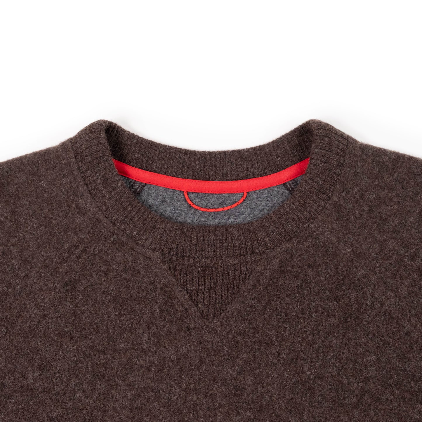 General Detail shot of Topo Designs Global Wool Sweater - Women's in "Chocolate"
