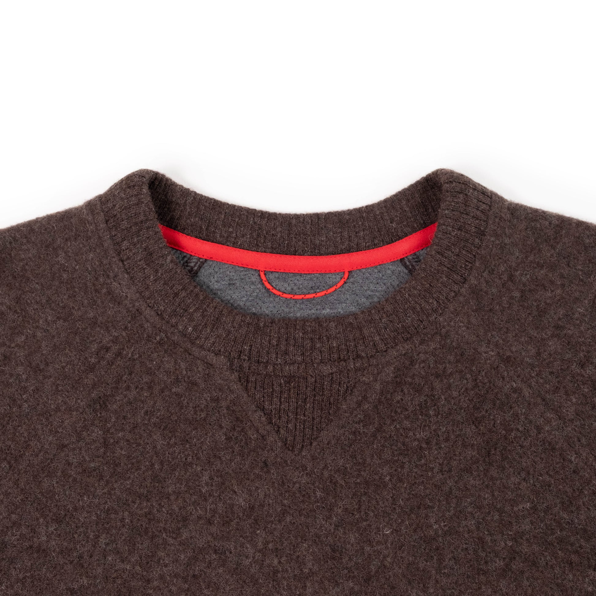 General Detail shot of Topo Designs Global Wool Sweater - Women's in "Chocolate"