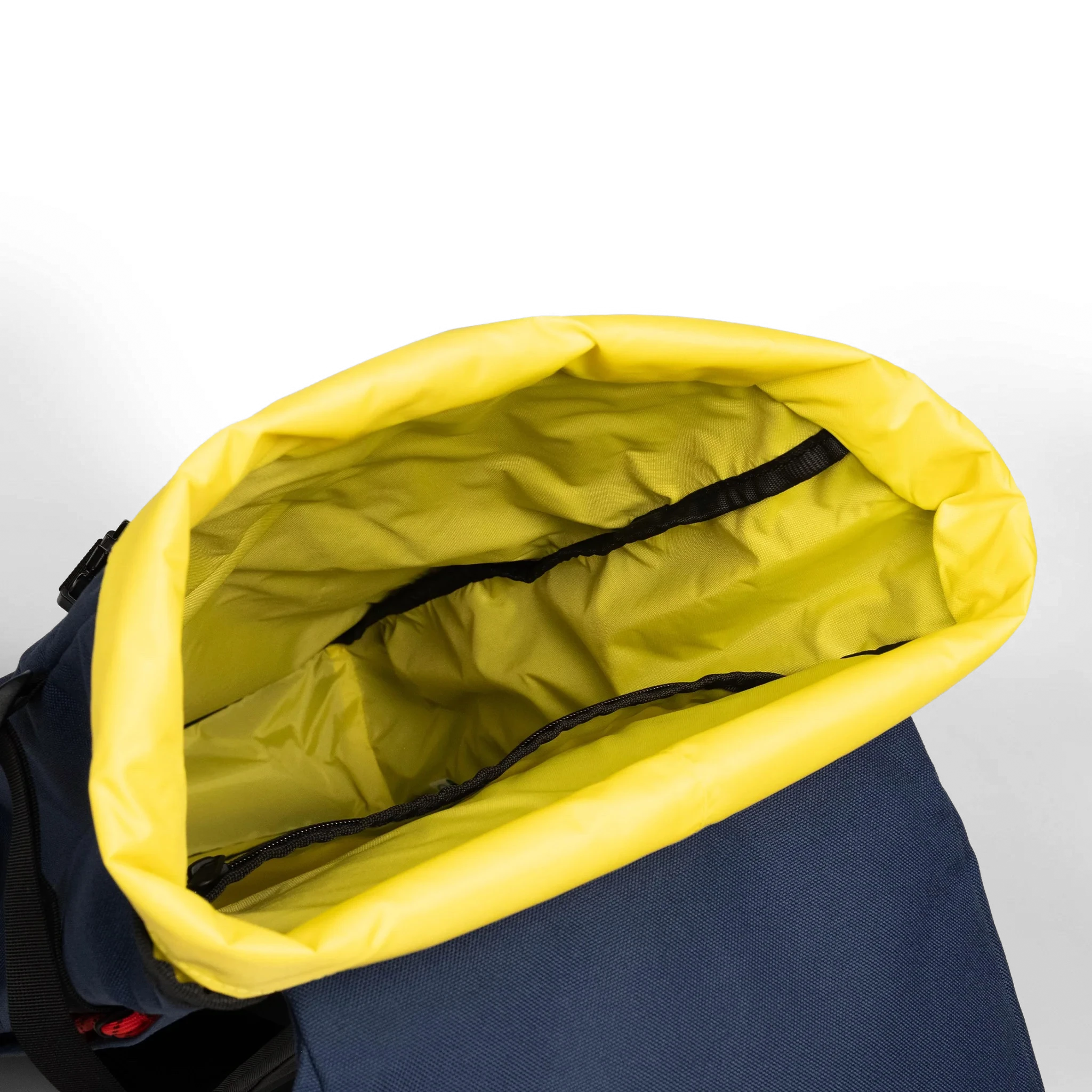 General interior image the Topo Designs Klettersack Classic vintage-inspired rucksack backpack in "Midnight".