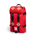 Quarter view of Topo Designs Klettersack Classic vintage-inspired rucksack backpack in "Salsa".
