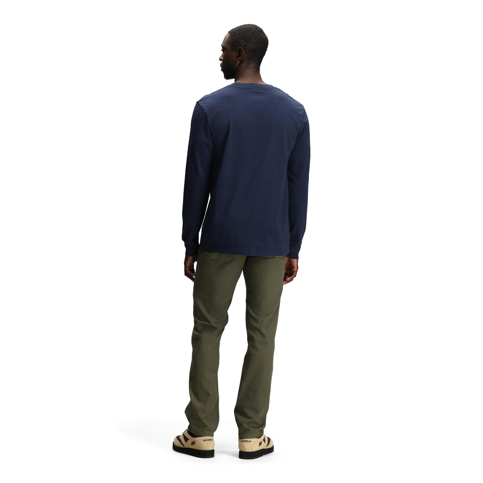 General back model shot of Topo Designs Dirt 5-Pocket Pants Classic - Men's in "Beetle"