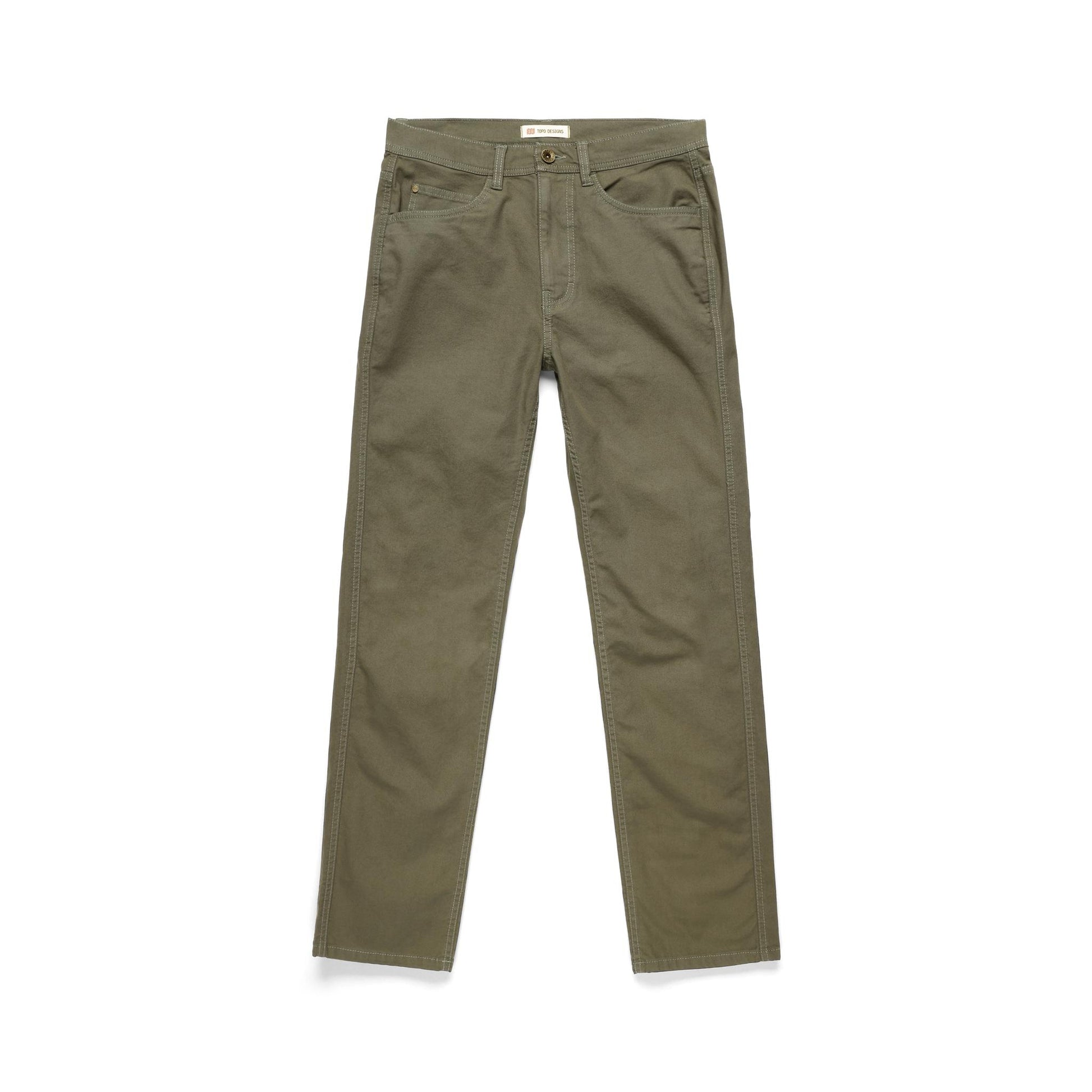 Front View of Topo Designs Dirt 5-Pocket Pants Classic - Men's in "Beetle"