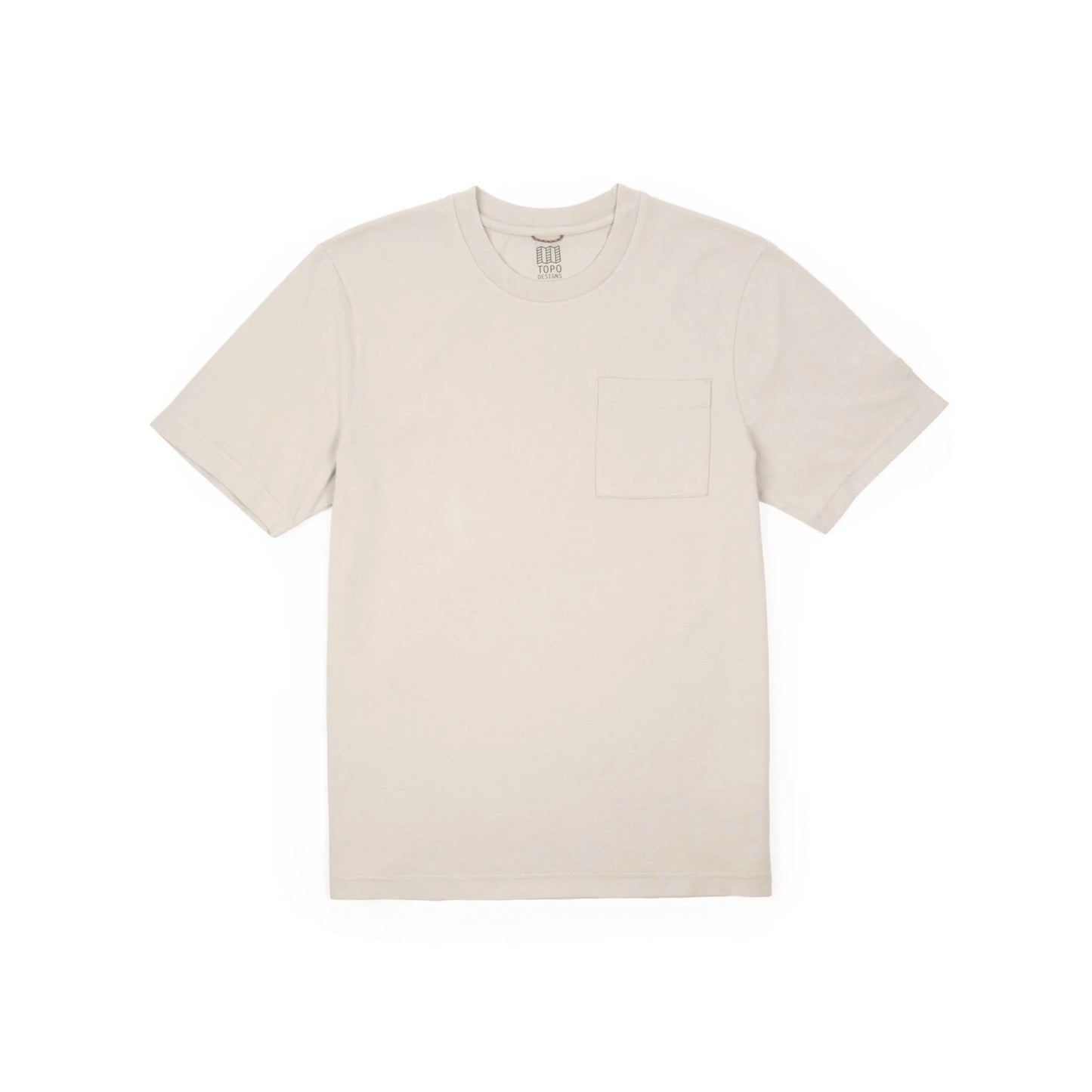 Front View of Topo Designs Dirt Pocket Tee Short Sleeve - Men's in "Cobblestone"
