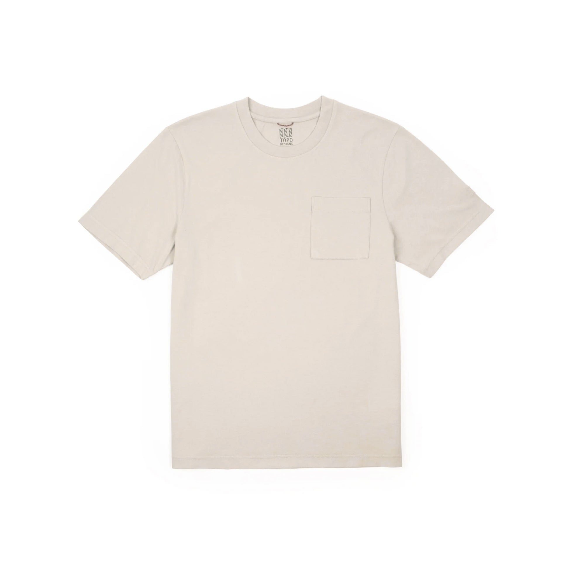 Front View of Topo Designs Dirt Pocket Tee Short Sleeve - Men's in "Cobblestone"
