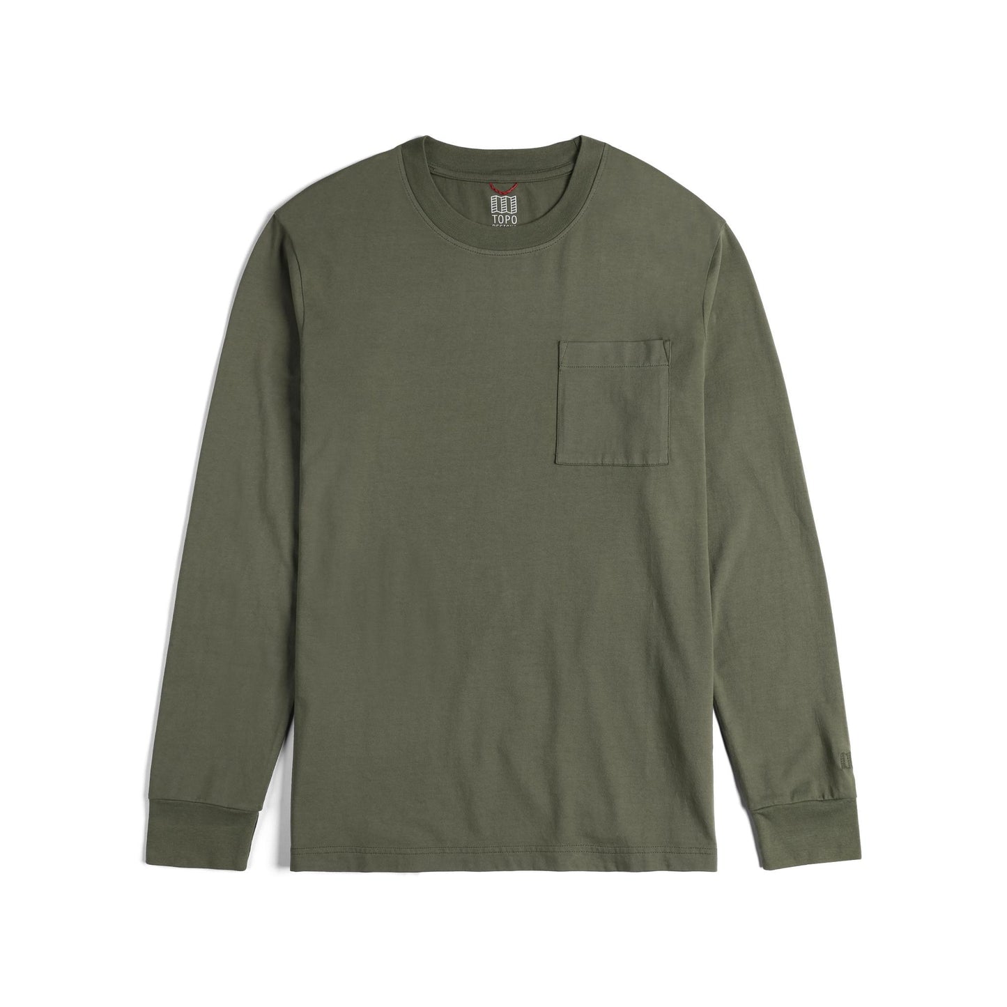 Front View of Topo Designs Dirt Pocket Tee Long Sleeve - Men's in "Beetle"