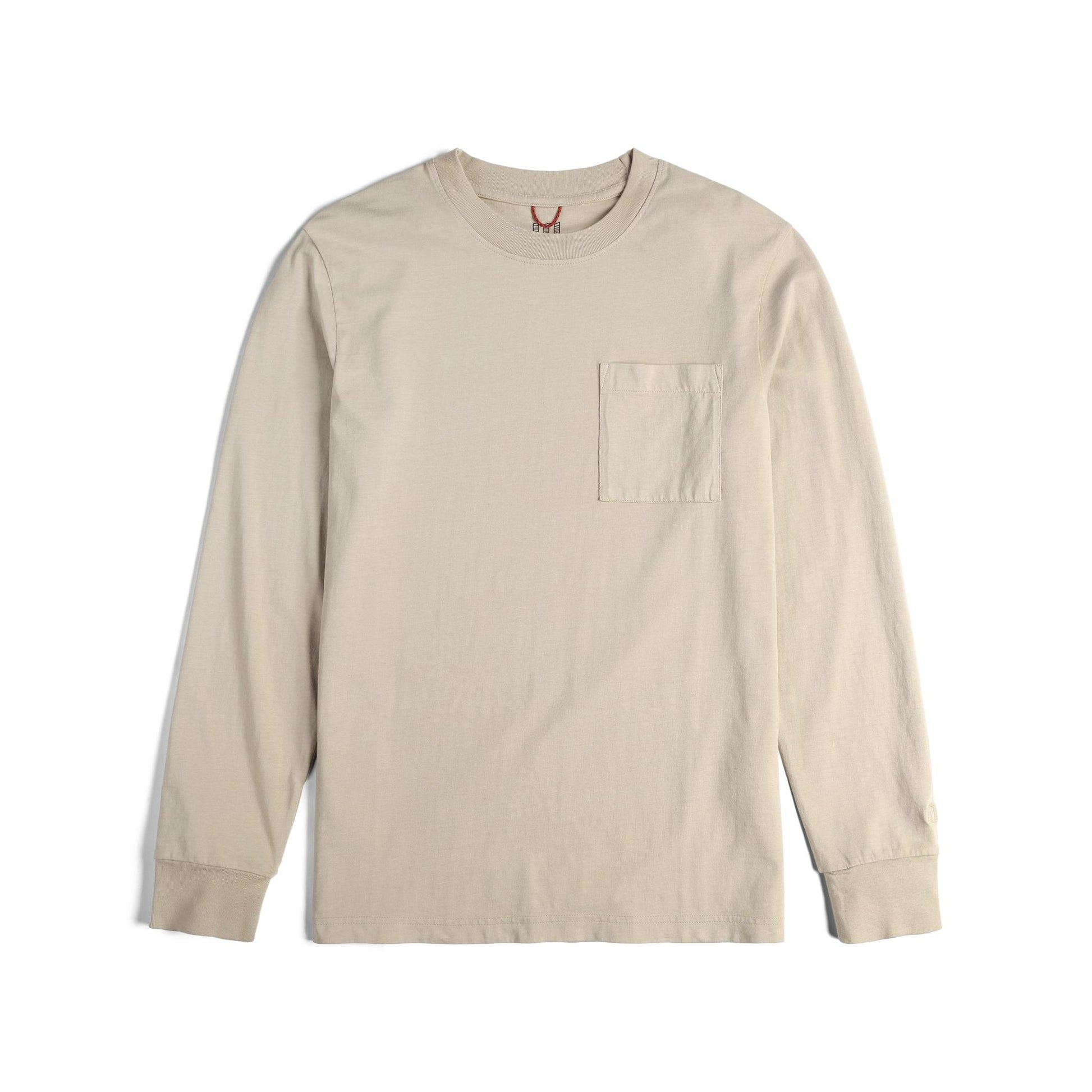 Front View of Topo Designs Dirt Pocket Tee Long Sleeve - Men's in "Cobblestone"