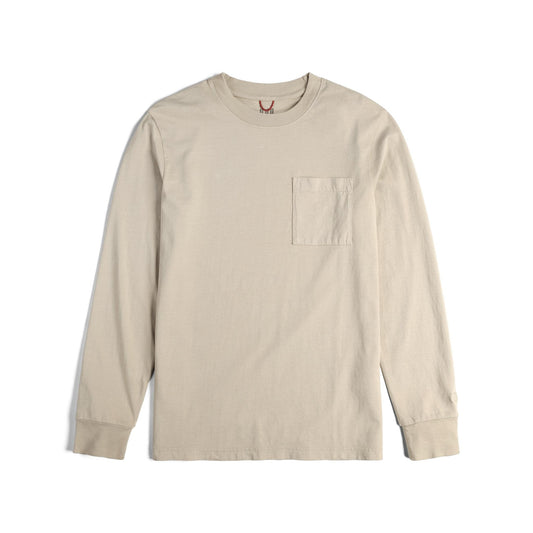 Front View of Topo Designs Dirt Pocket Tee Long Sleeve - Men's in "Cobblestone"