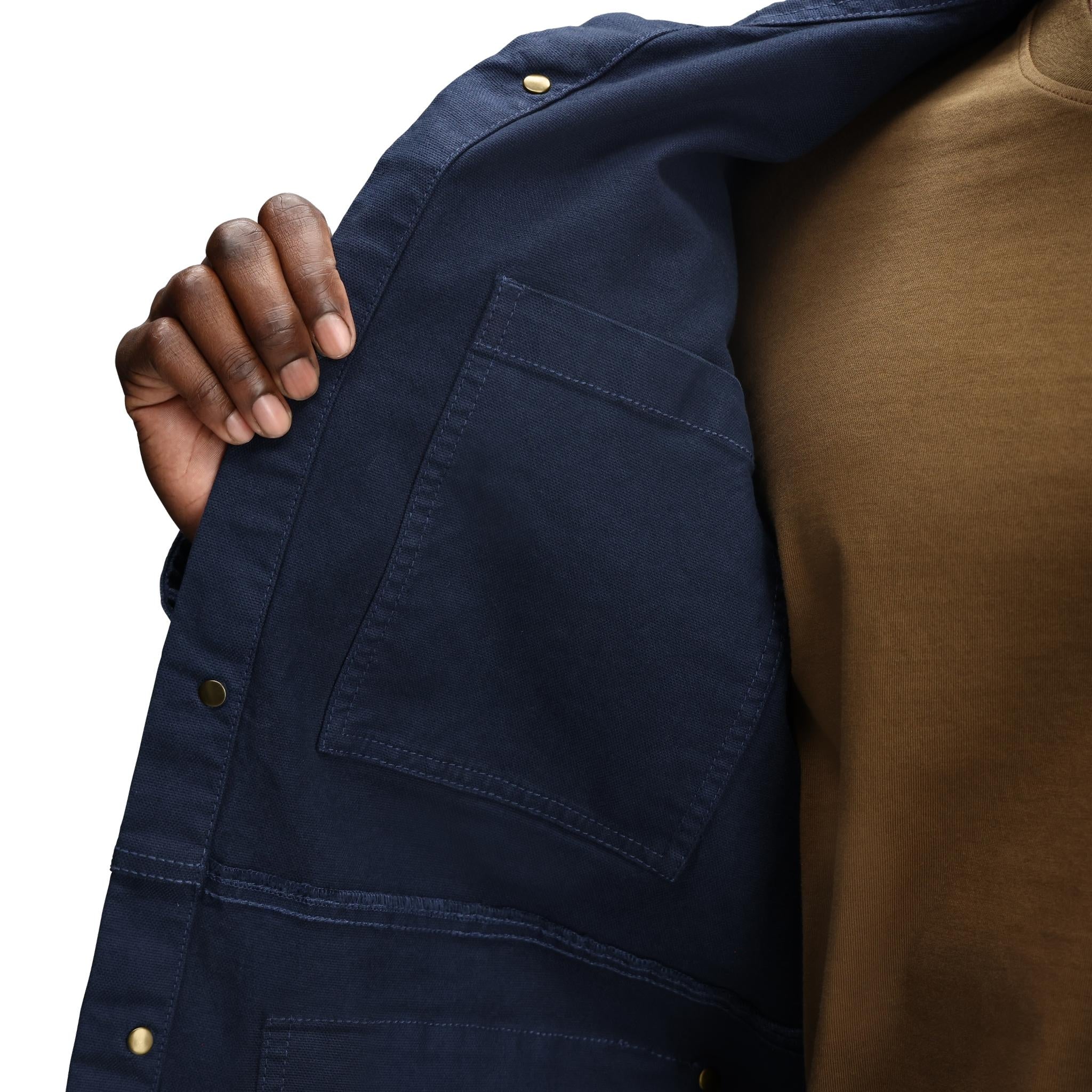 General Detail shot of Topo Designs Utility Jacket - Men's in "Midnight"