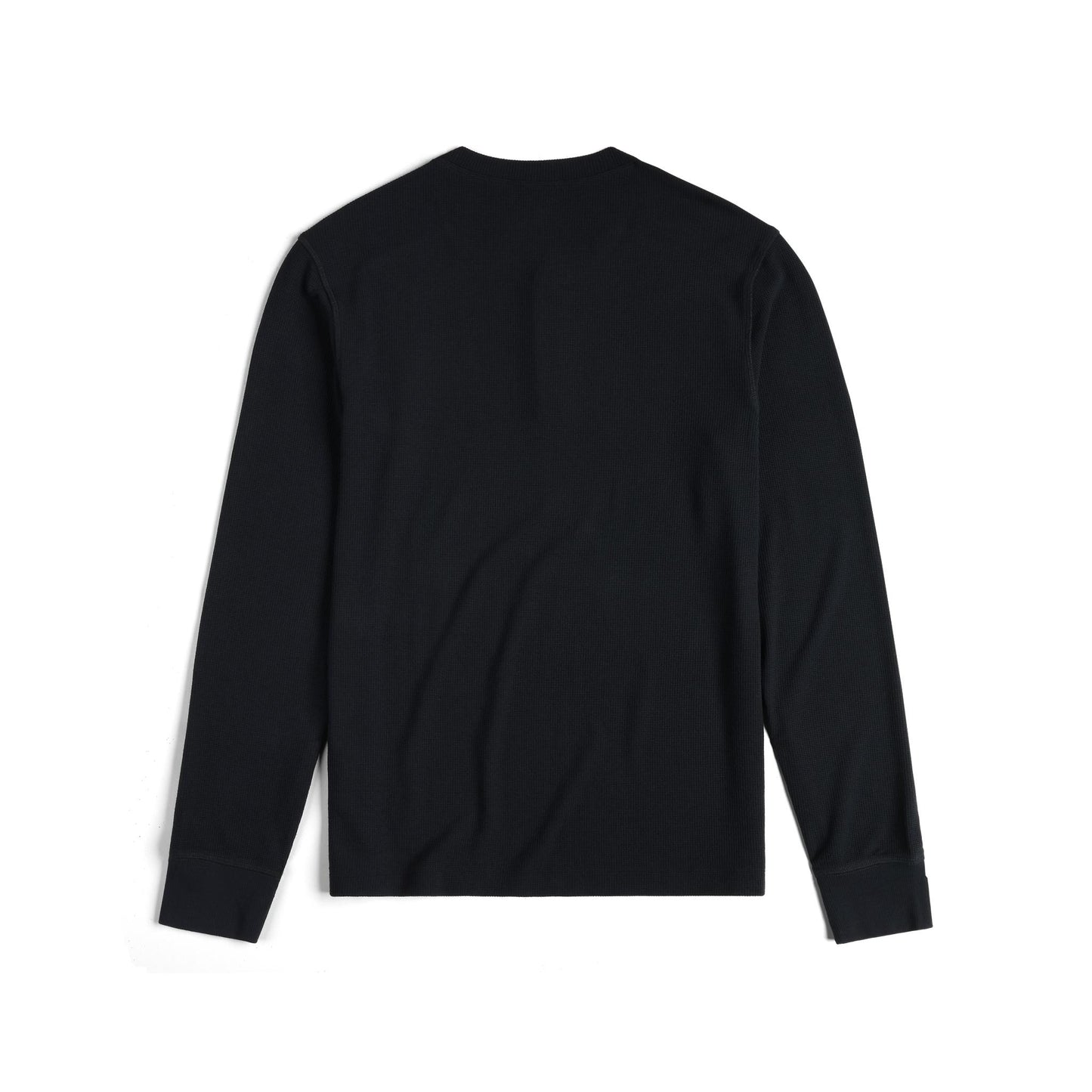 Back View of Topo Designs Global Waffle Henley - Men's in "Black"