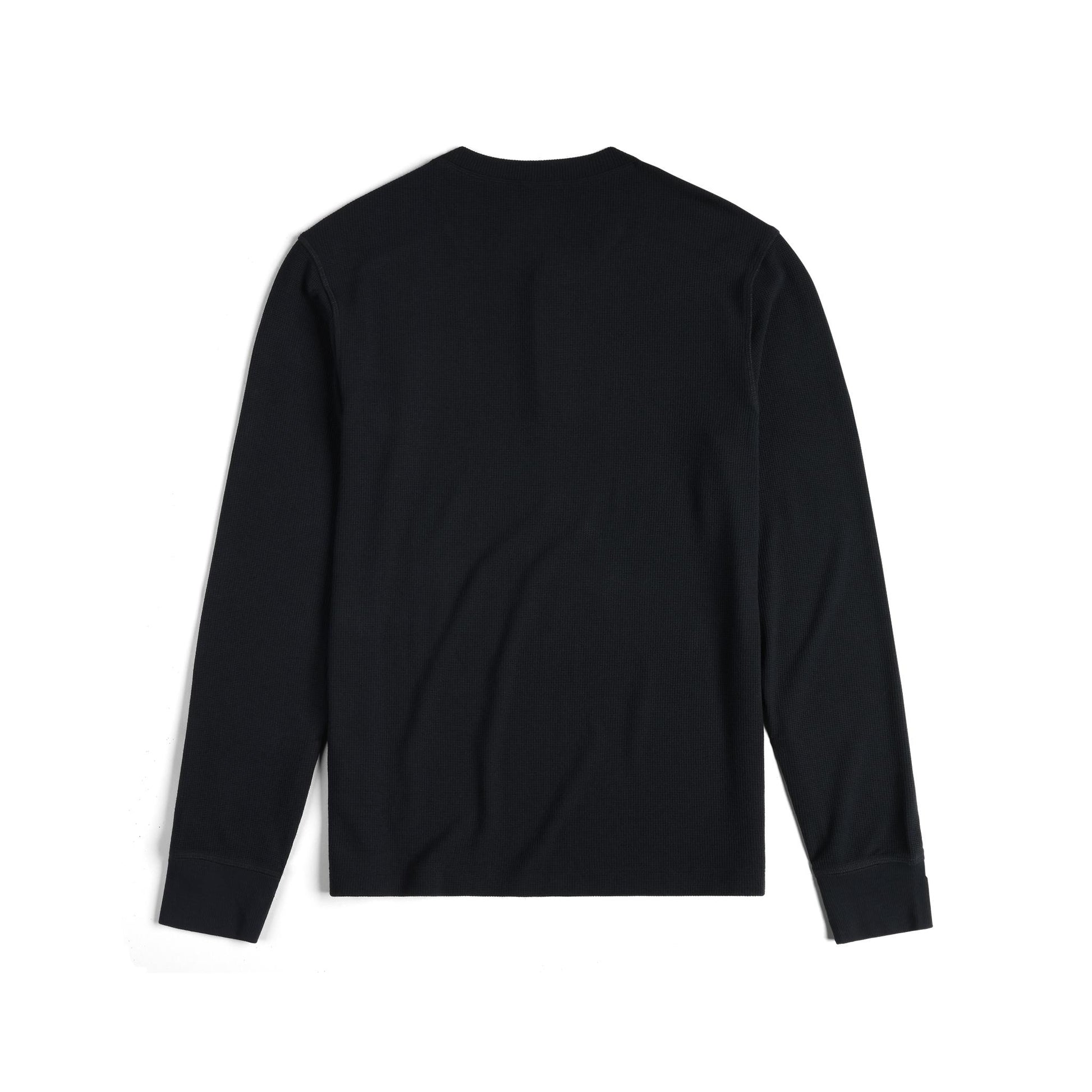 Back View of Topo Designs Global Waffle Henley - Men's in "Black"