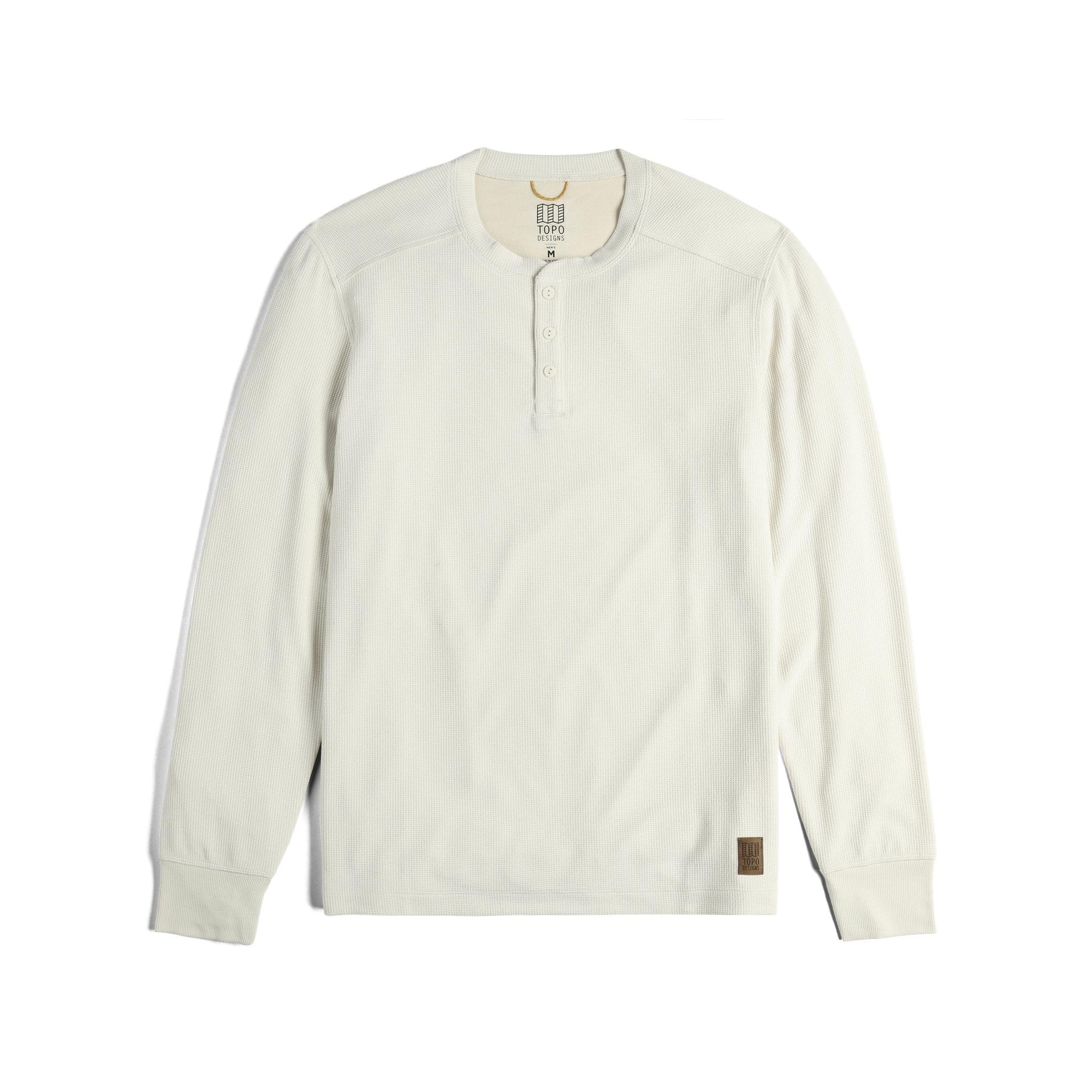 Front View of Topo Designs Global Waffle Henley - Men's in "Bone White"