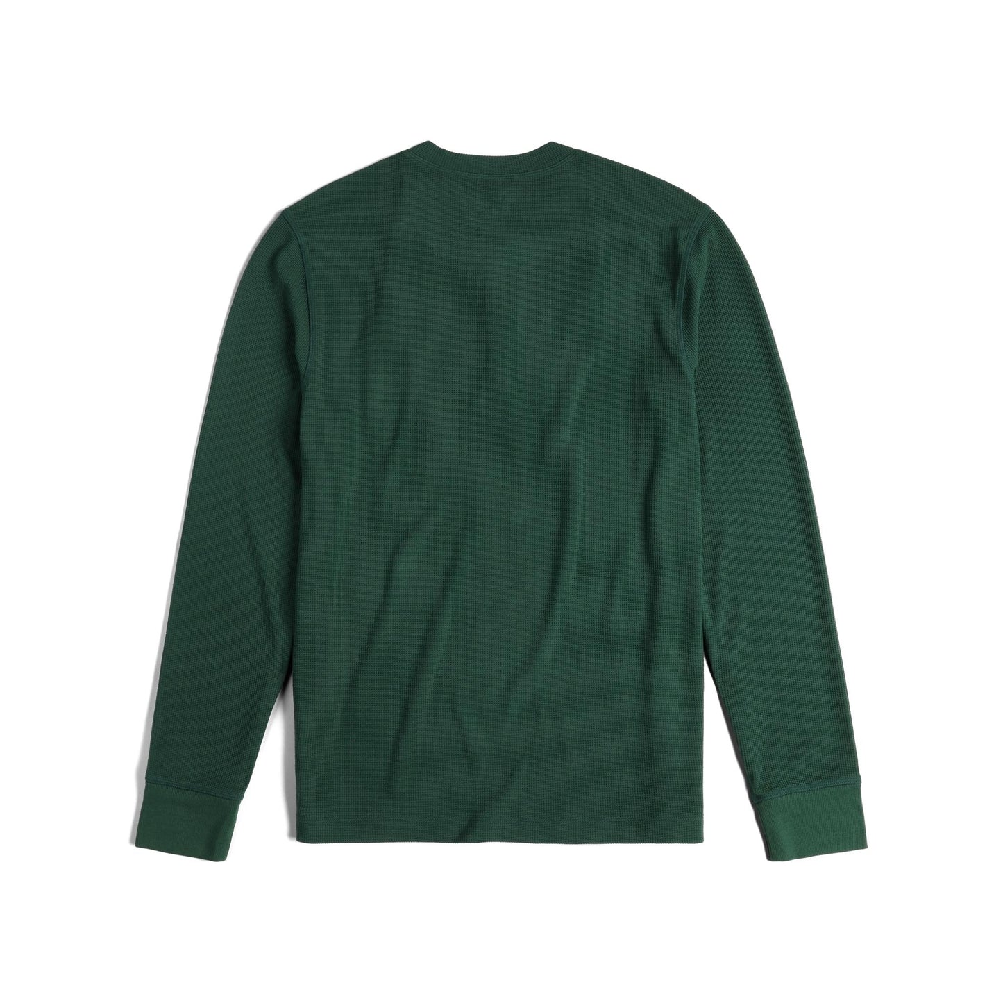 Back View of Topo Designs Global Waffle Henley - Men's in "Forest"