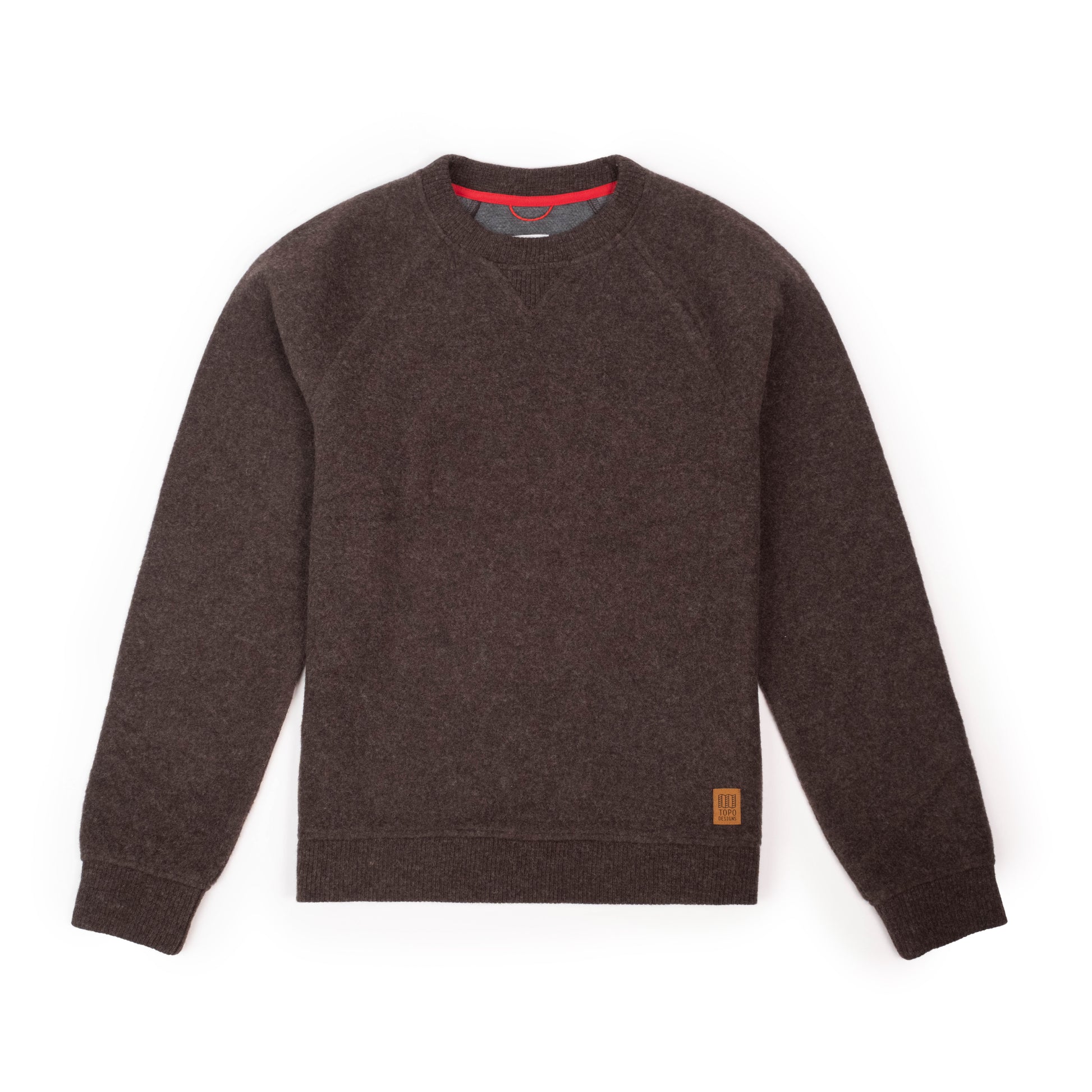 Front View of Topo Designs Global Wool Sweater - Men's in "Chocolate"