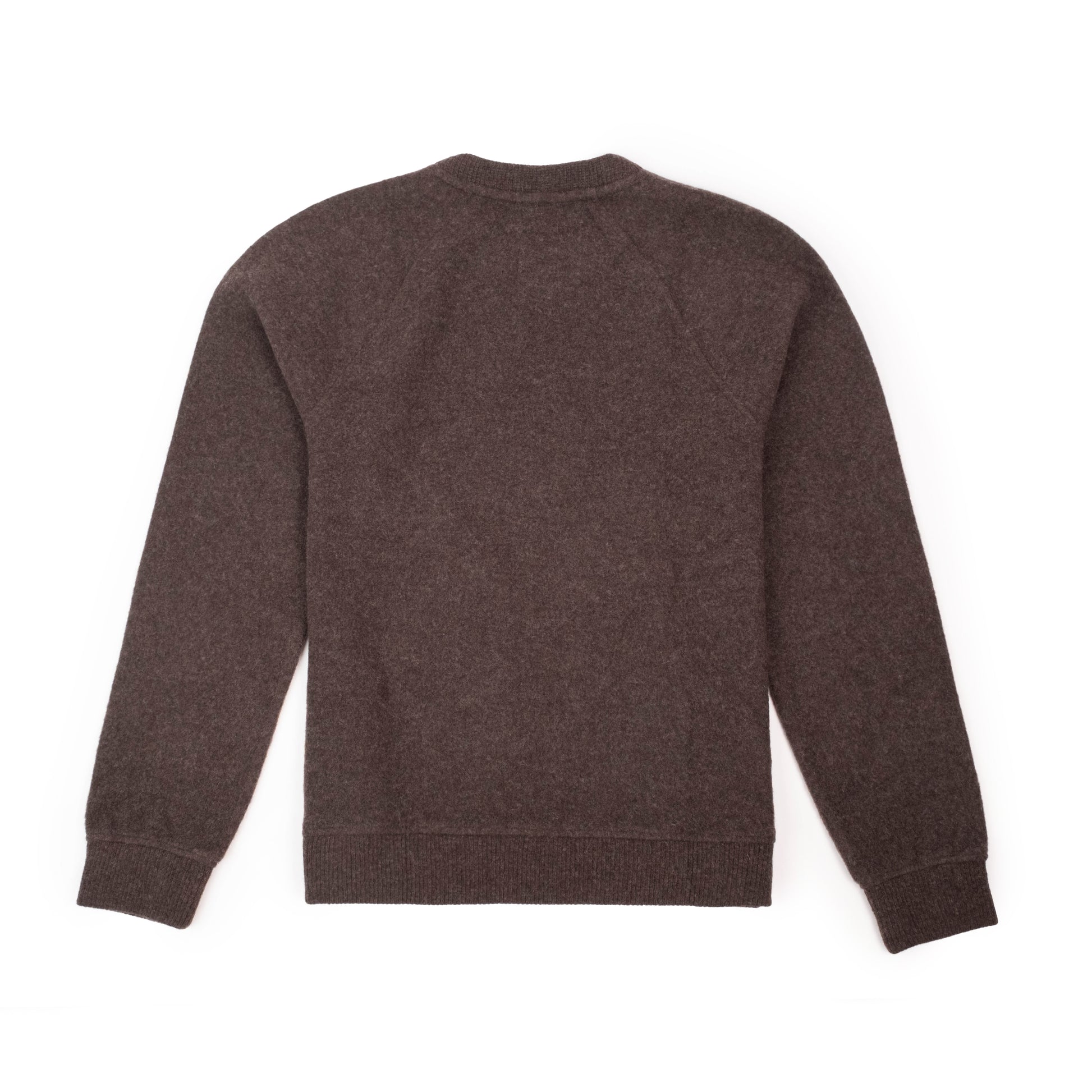 Back View of Topo Designs Global Wool Sweater - Men's in "Chocolate"