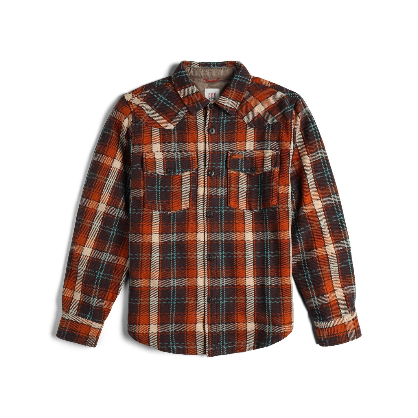 Front View of Topo Designs Onlooker Twill Shirt Jacket - Men's in "Chocolate Multi"