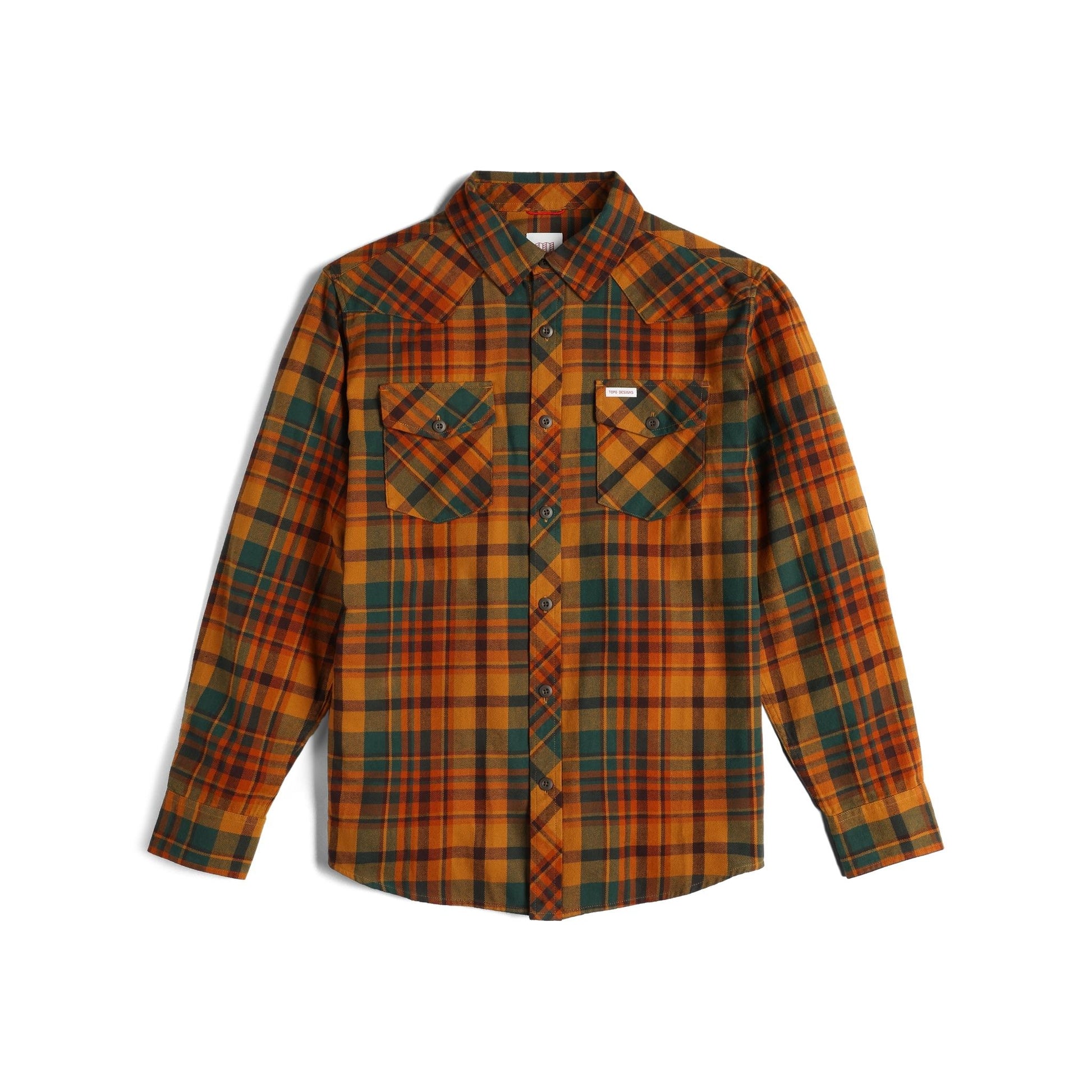 Front View of Topo Designs Mountain Shirt Long Sleeve - Men's in "Chai Multi"