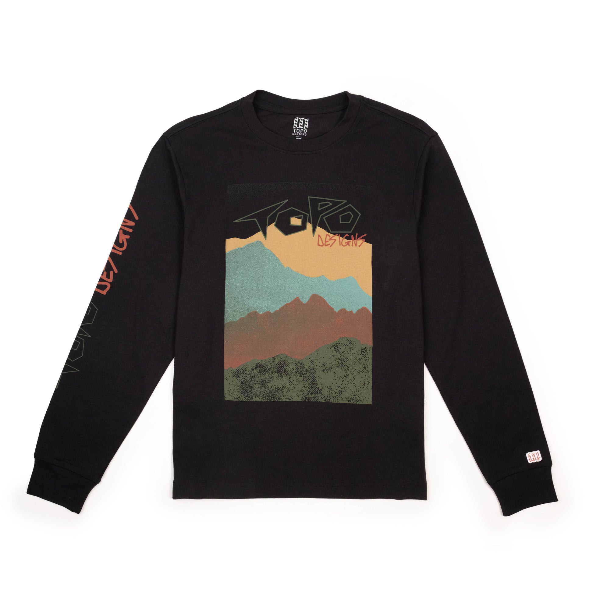 Front View of Topo Designs Outlook Tee Long Sleeve - Men's in "Black"