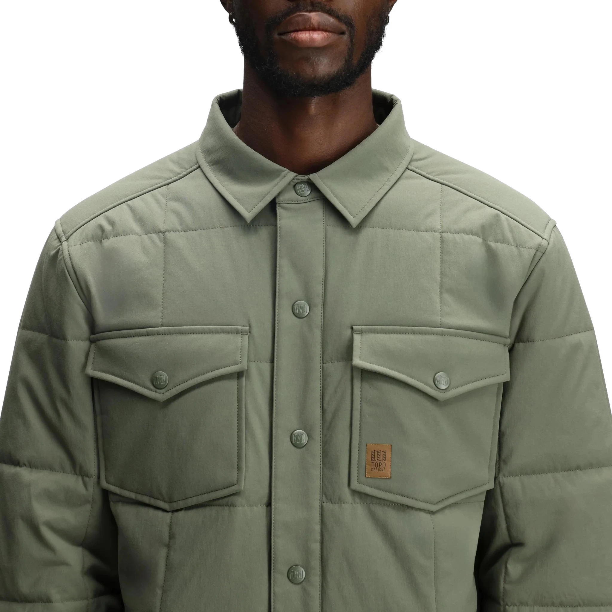 General Detail shot of Topo Designs Puffer Shirt Jacket - Men's in "Beetle"