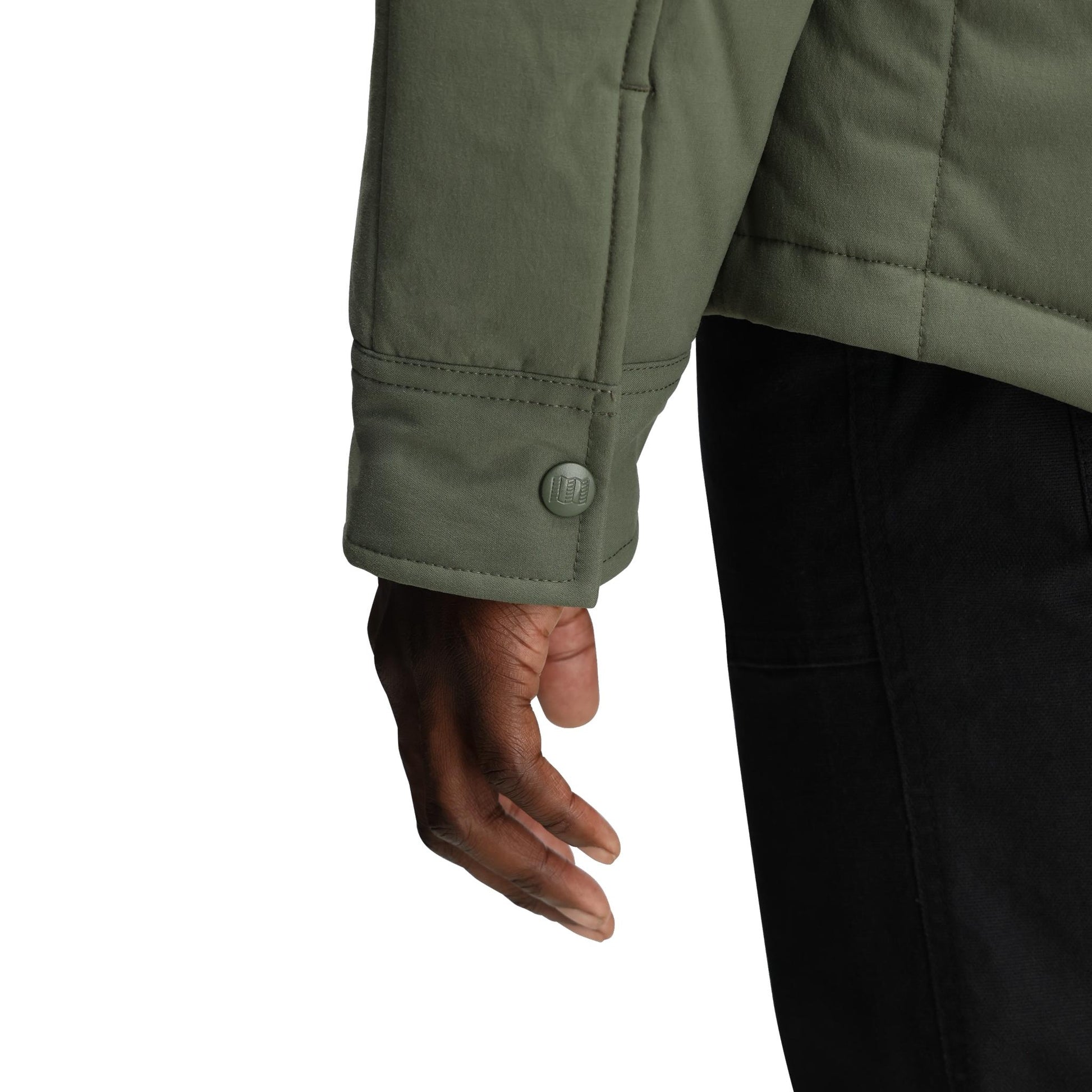 General Detail shot of Topo Designs Puffer Shirt Jacket - Men's in "Beetle"