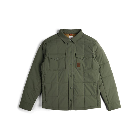 Front View of Topo Designs Puffer Shirt Jacket - Men's in "Beetle"