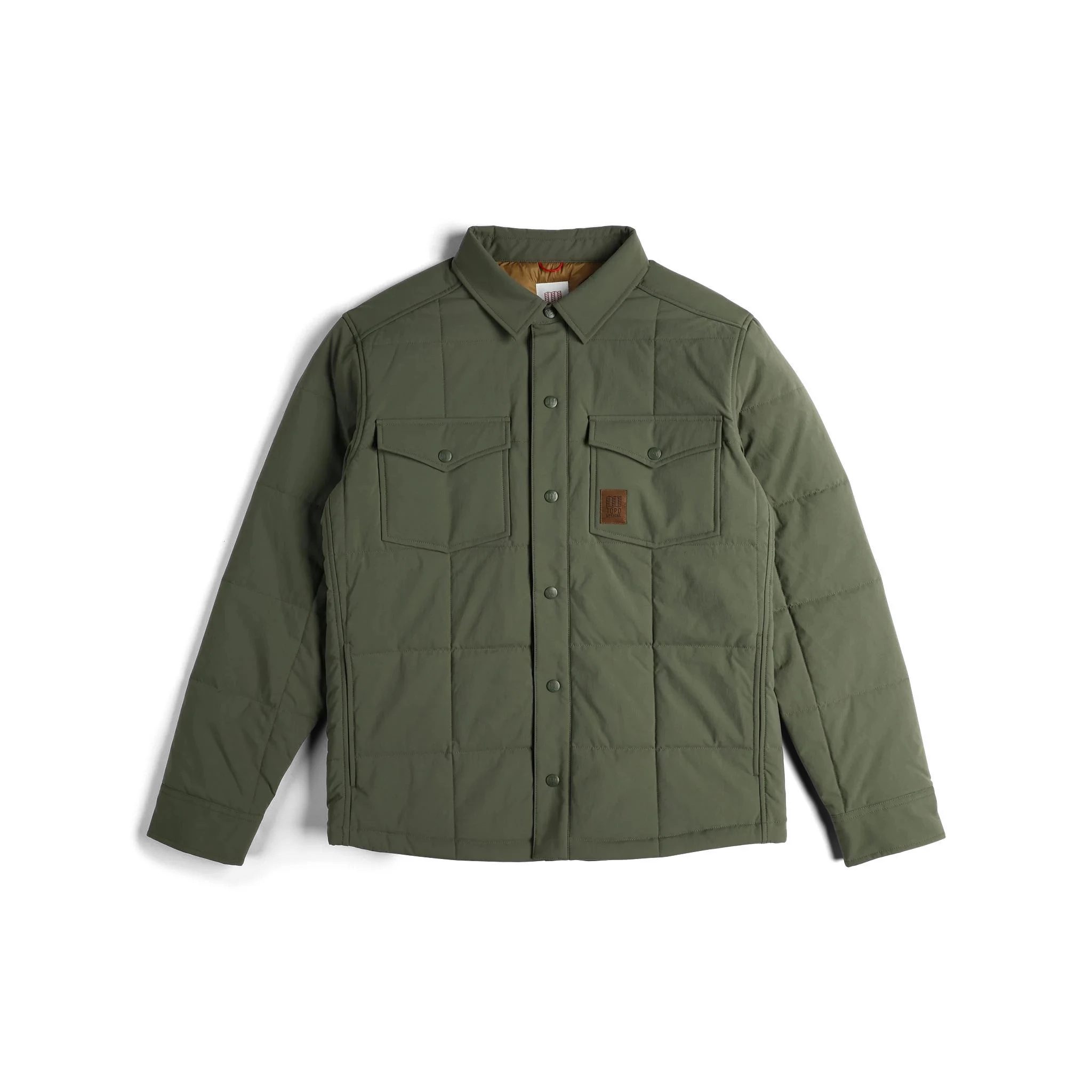 Front View of Topo Designs Puffer Shirt Jacket - Men's in "Beetle"