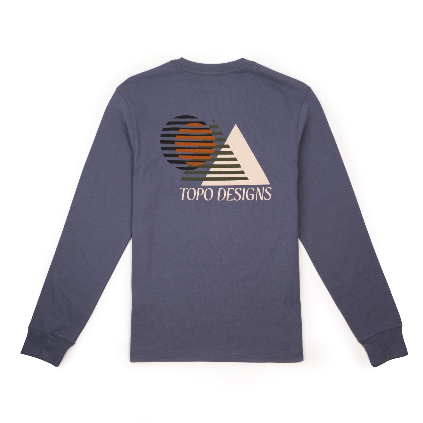 Back View of Topo Designs Shadow Tee Long Sleeve - Men's in "Stone Blue"