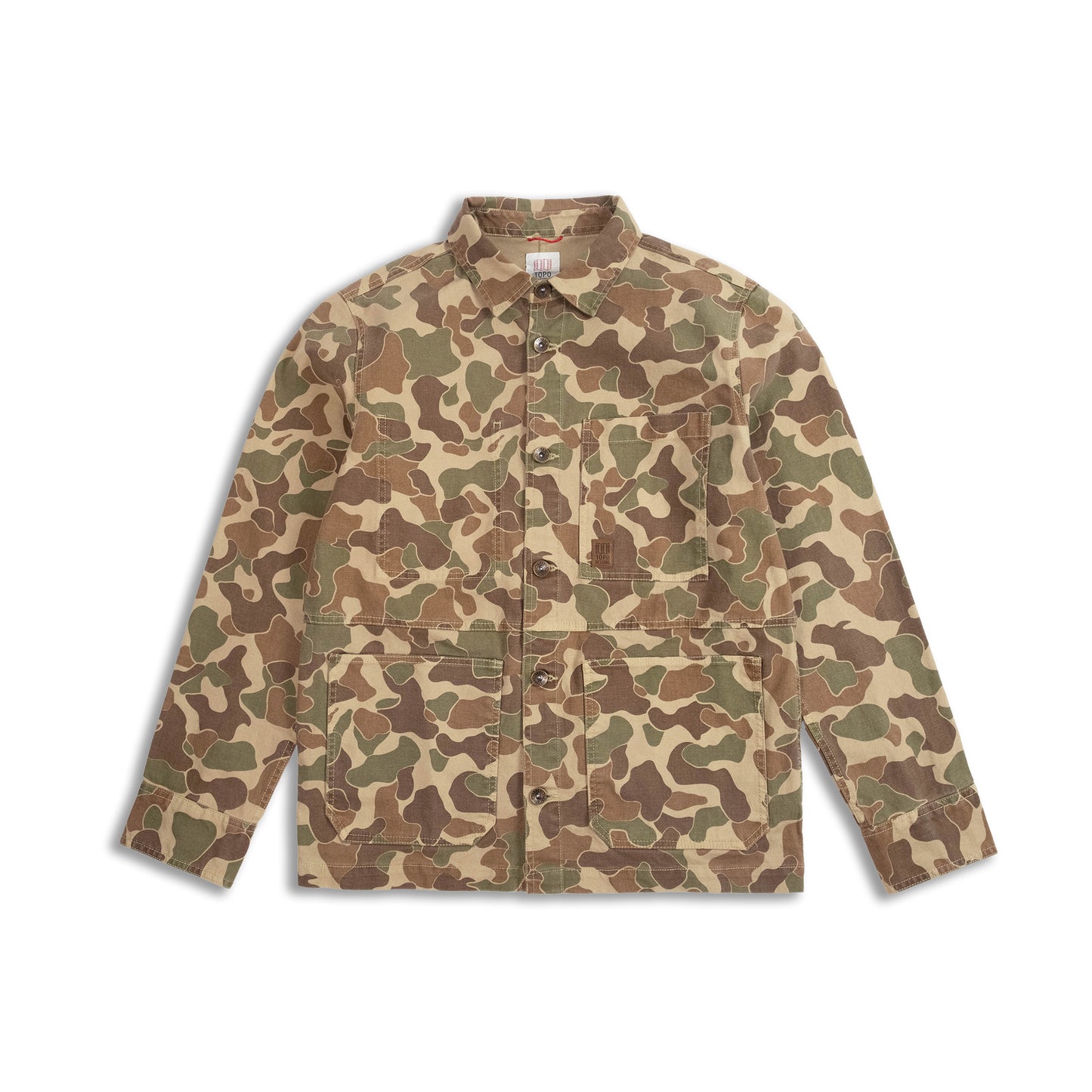 Front view of Topo Designs Utility Jacket - Men's in "Duck Camo"