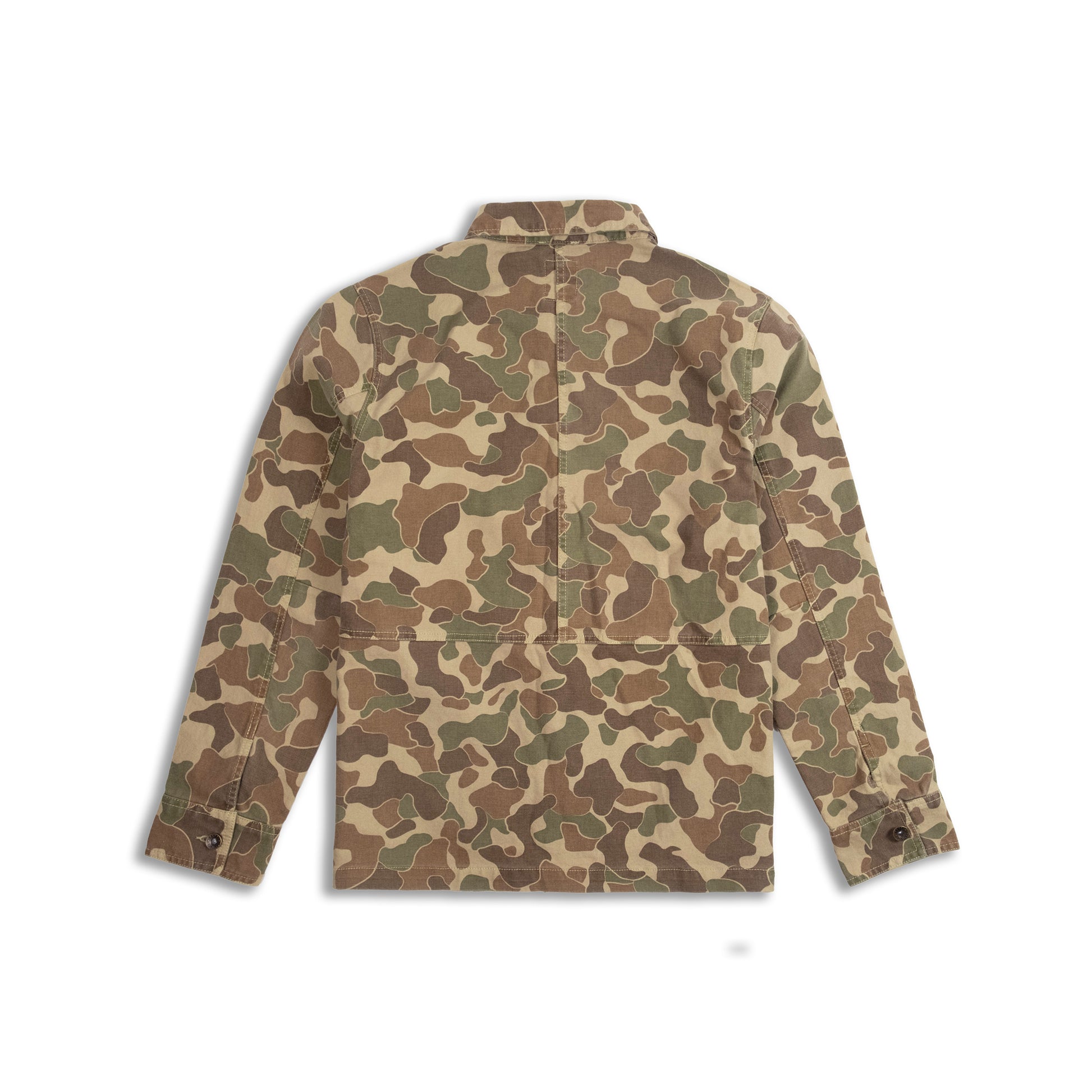 Back view of Topo Designs Utility Jacket - Men's in "Duck Camo"