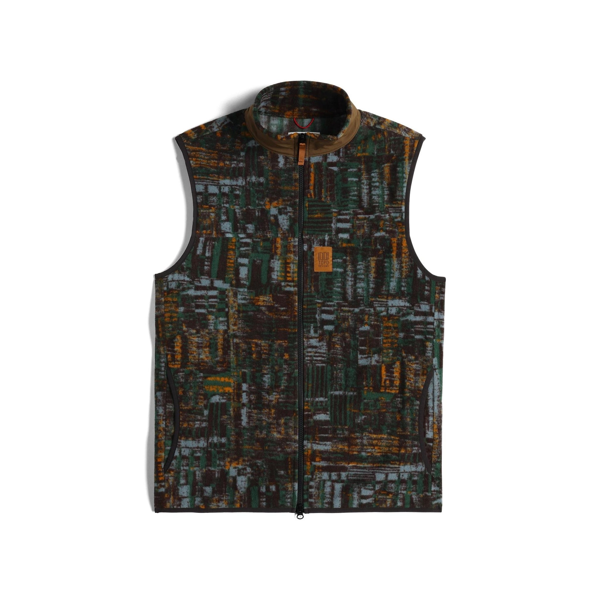 Front View of Topo Designs Vista Lightweight Fleece Vest - Men's in "Forest Halfpipe"