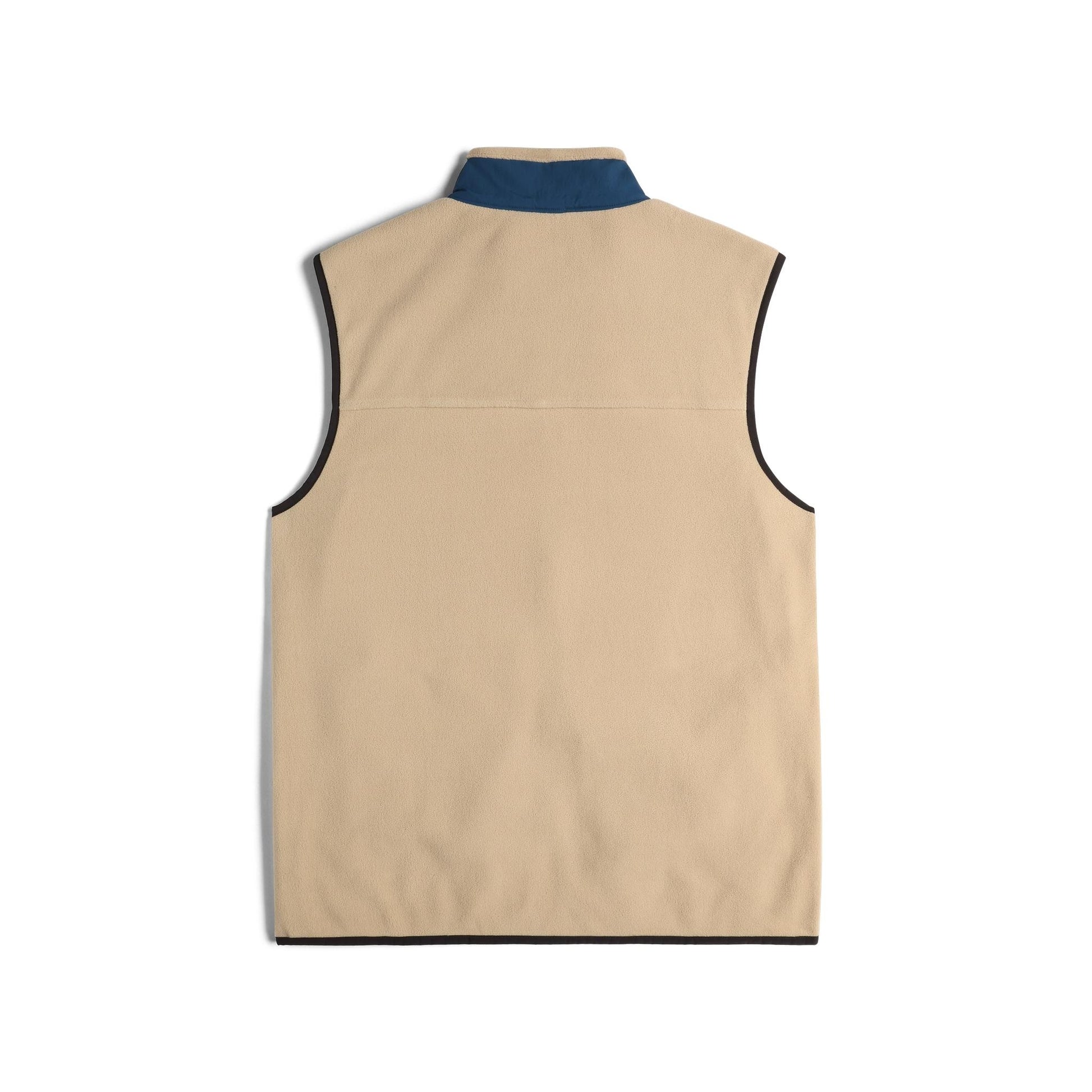 Back View of Topo Designs Vista Lightweight Fleece Vest - Men's in "Oatmeal / Pond Blue"