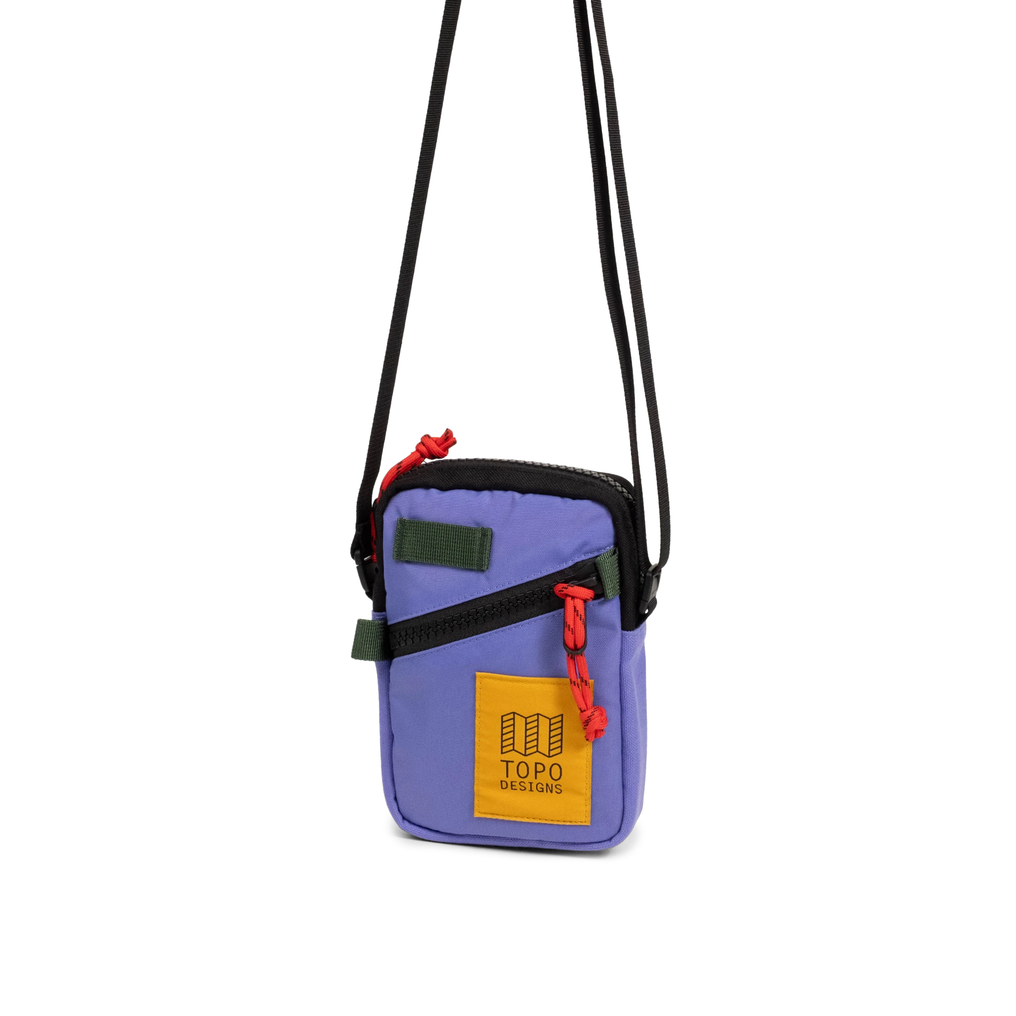 Front View of Topo Designs Mini Shoulder Bag in "Very Peri / Forest"