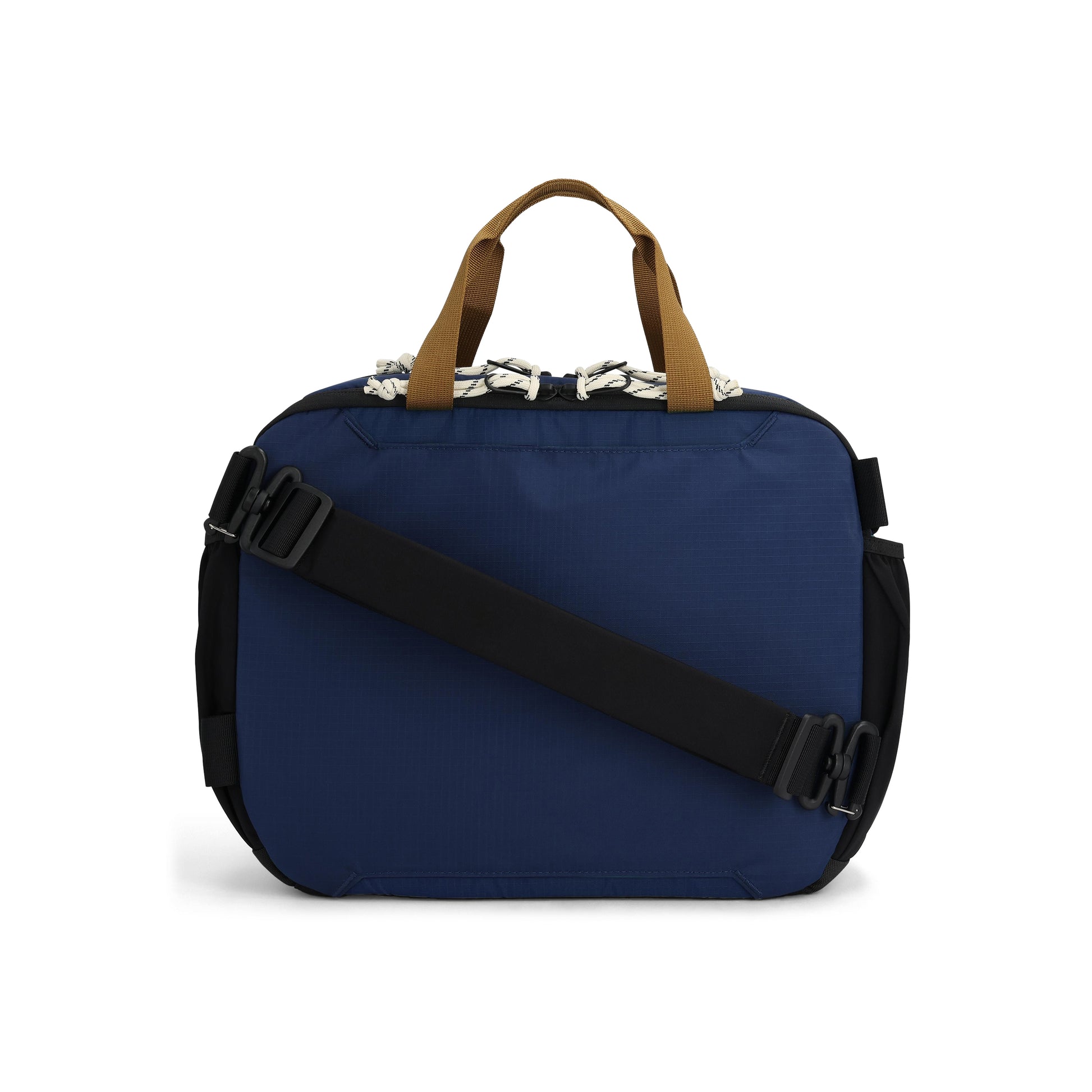 Back View of Topo Designs Mountain Cross Bag in "Midnight / Caribbean"
