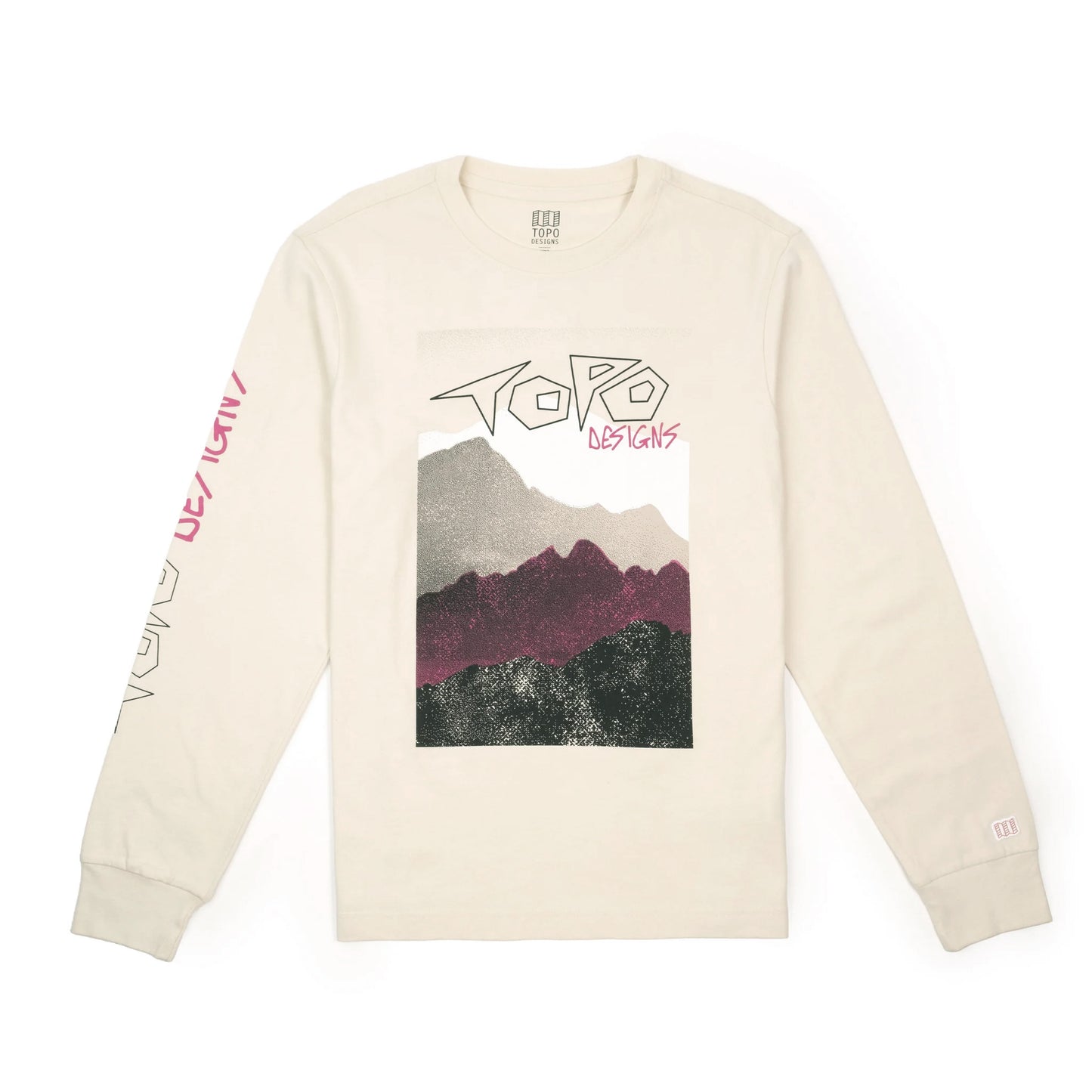 Front View of Topo Designs Outlook Tee Long Sleeve - Men's in "Bone White"