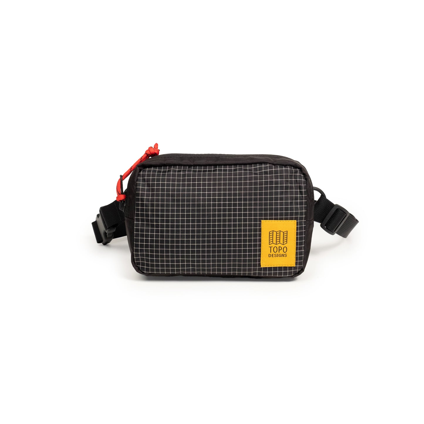 Topo Designs Ripstop Belt Bag in "Black / White Grid"