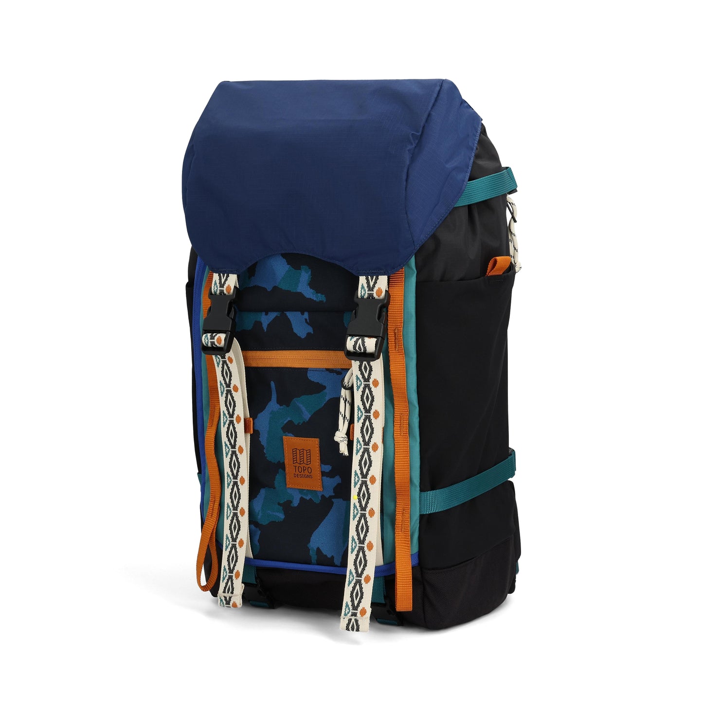 Front View of Topo Designs Rover Trail Pack 22L in "Black / Tectonic"