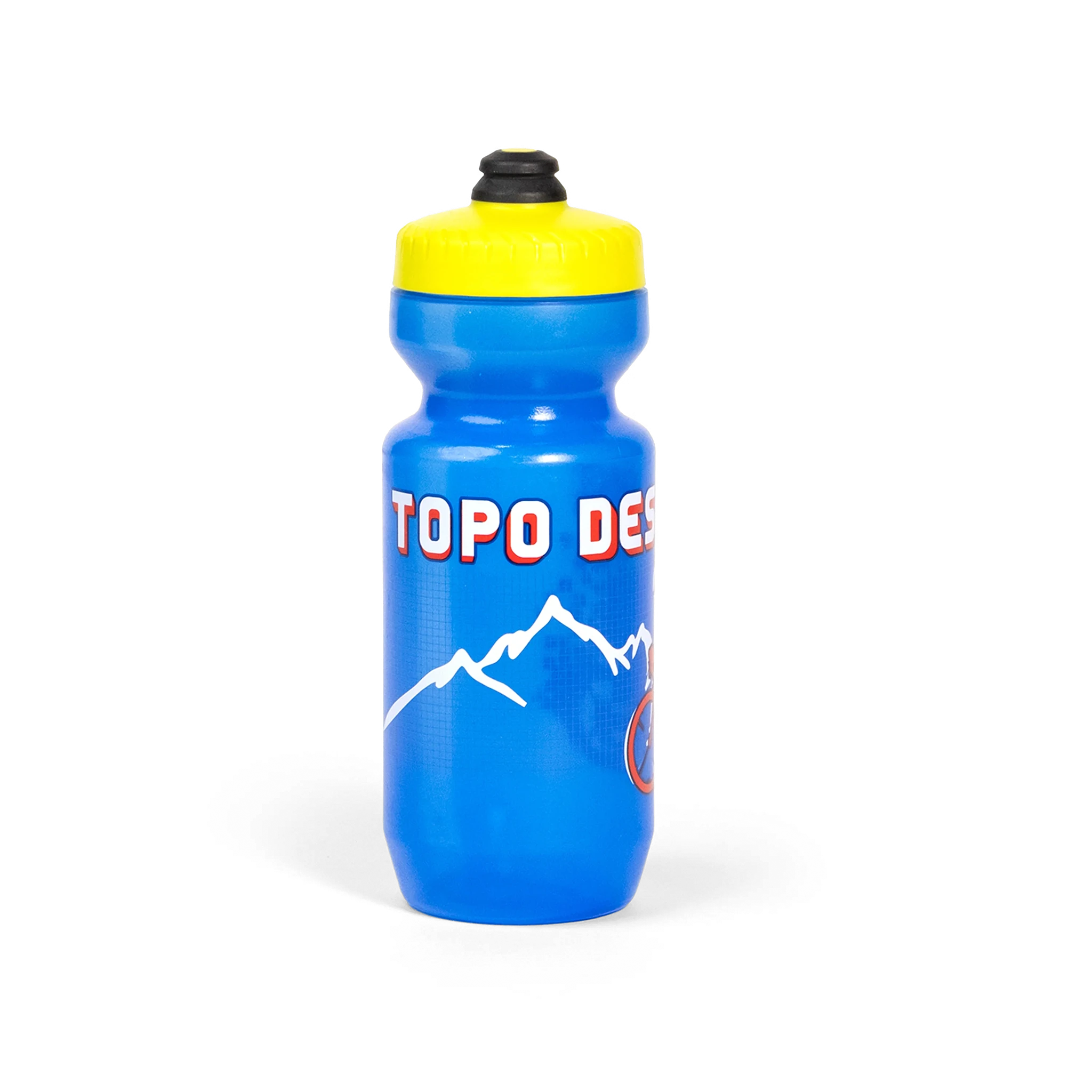 Topo Designs x Specialized Purist 22oz cycling Water Bottle in "Cycle" blue.