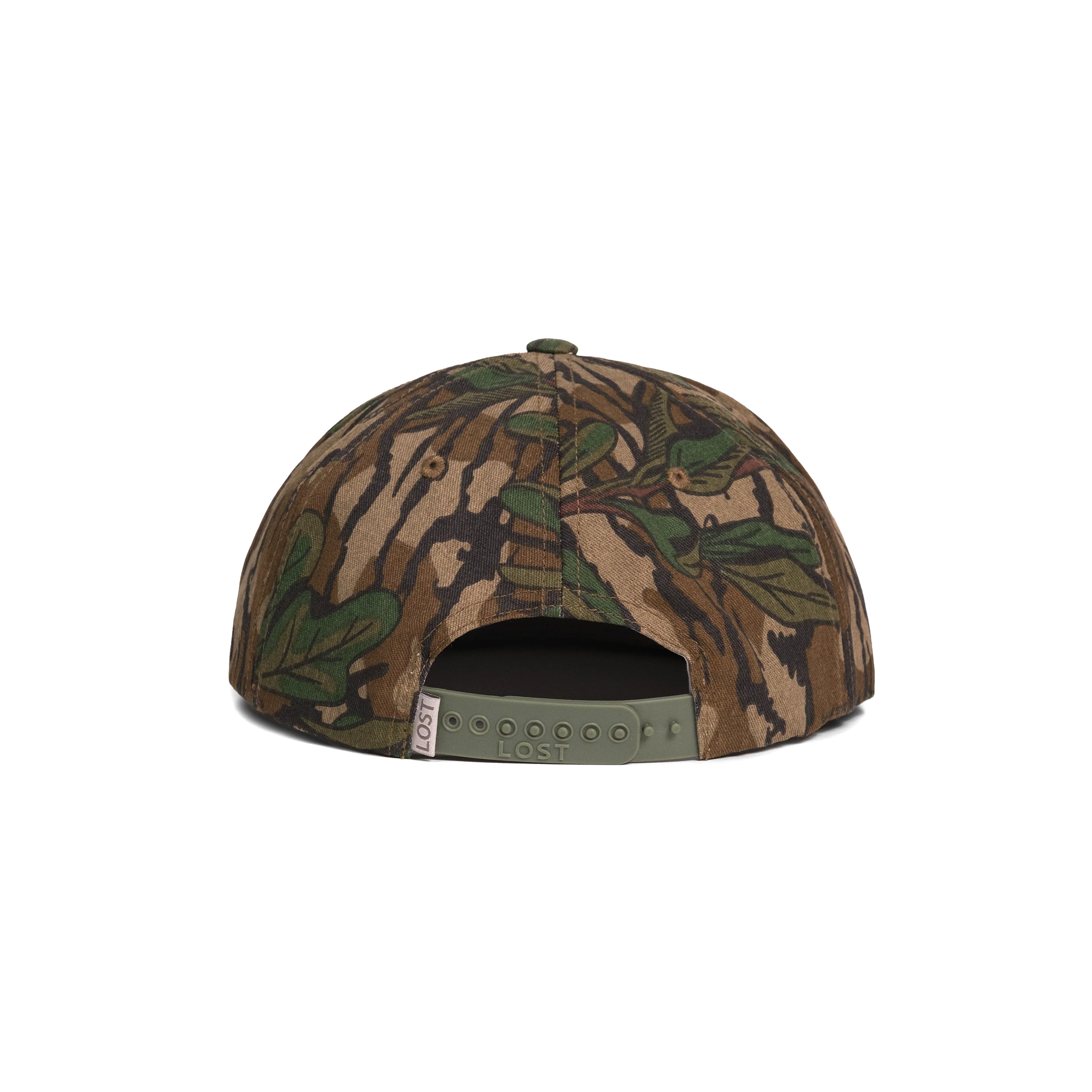 Back shot of Topo Designs x CCH x Pine Printshop Rope Cap in "Mossy Oak Greenleaf"
