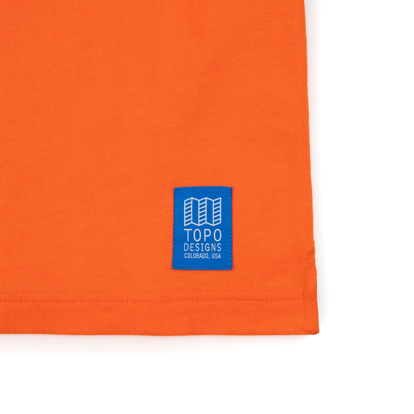 Product detail image of Topo Designs x Denver Broncos Rugby Shirt in "Directoire Blue / Scarlet Ibis"