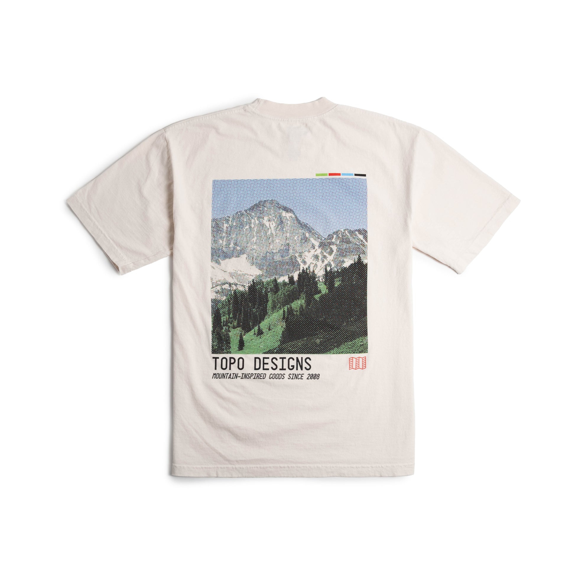 General shot of the back side of Topo Designs x Pine Printshop Halftone Tee