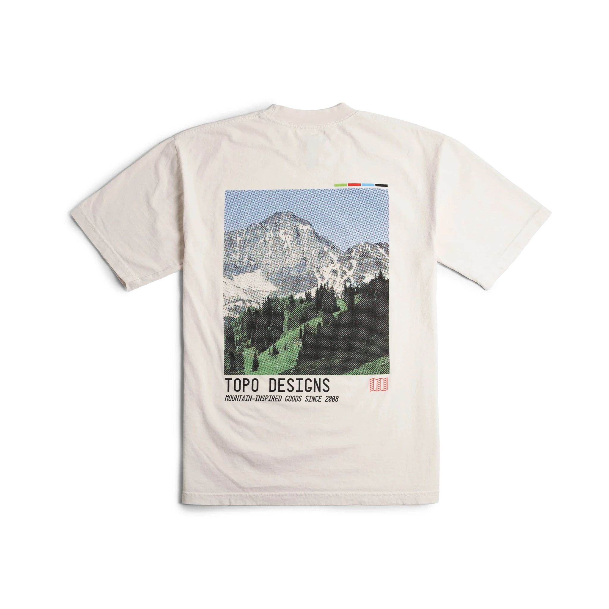 General shot of the back side of Topo Designs x Pine Printshop Halftone Tee