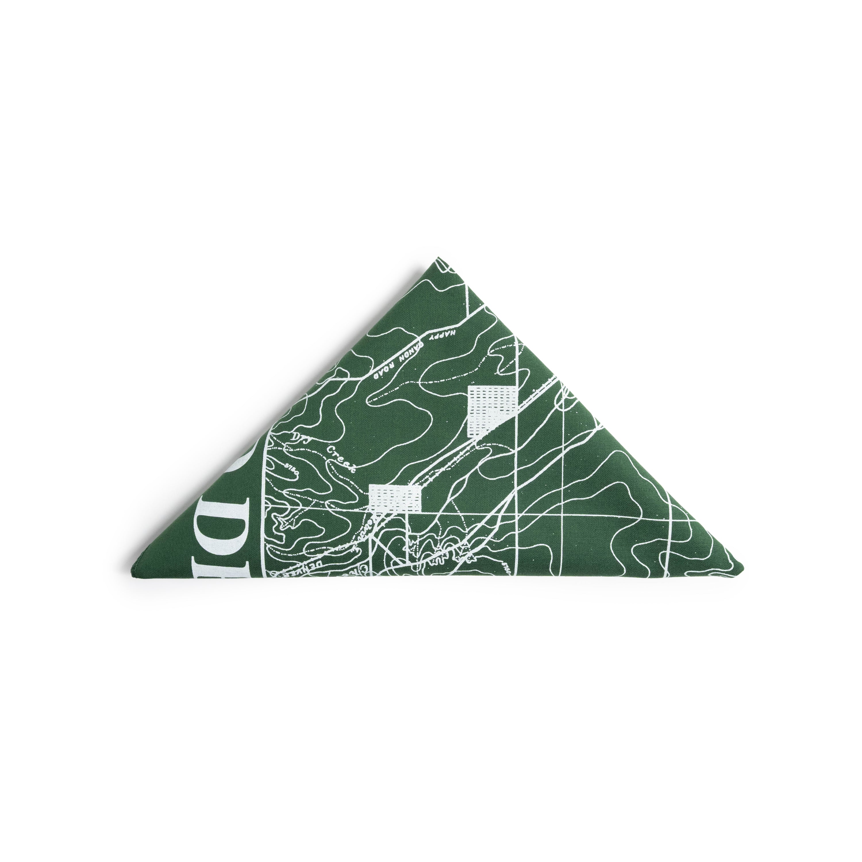 Topo Designs x Pine Printshop Bandana in "Denver Forest" folded