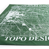 Topo Designs x Pine Printshop Bandana in "Denver Forest" flat lay detail