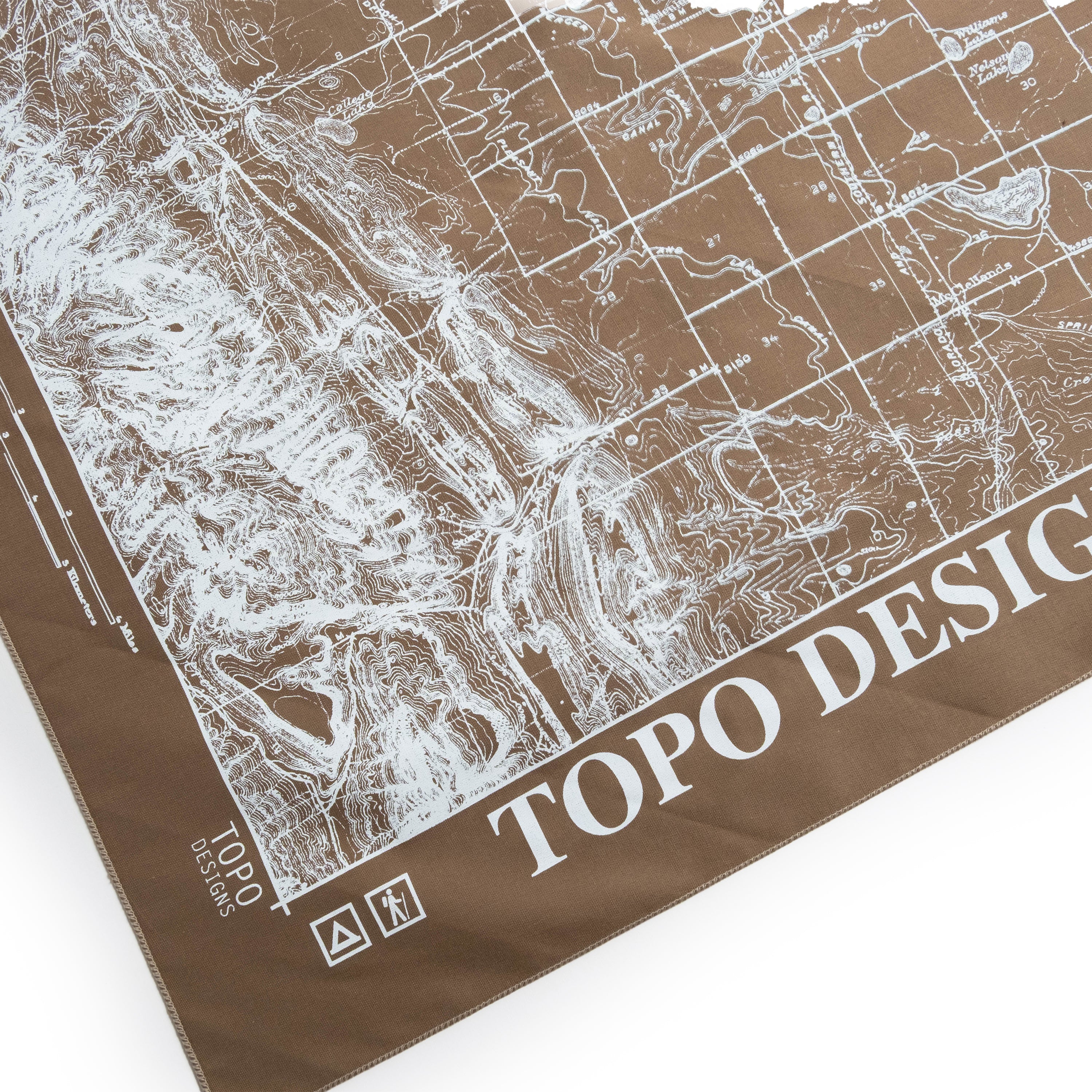 Topo Designs x Pine Printshop Bandana in "Fort Collins Sand" corner detail