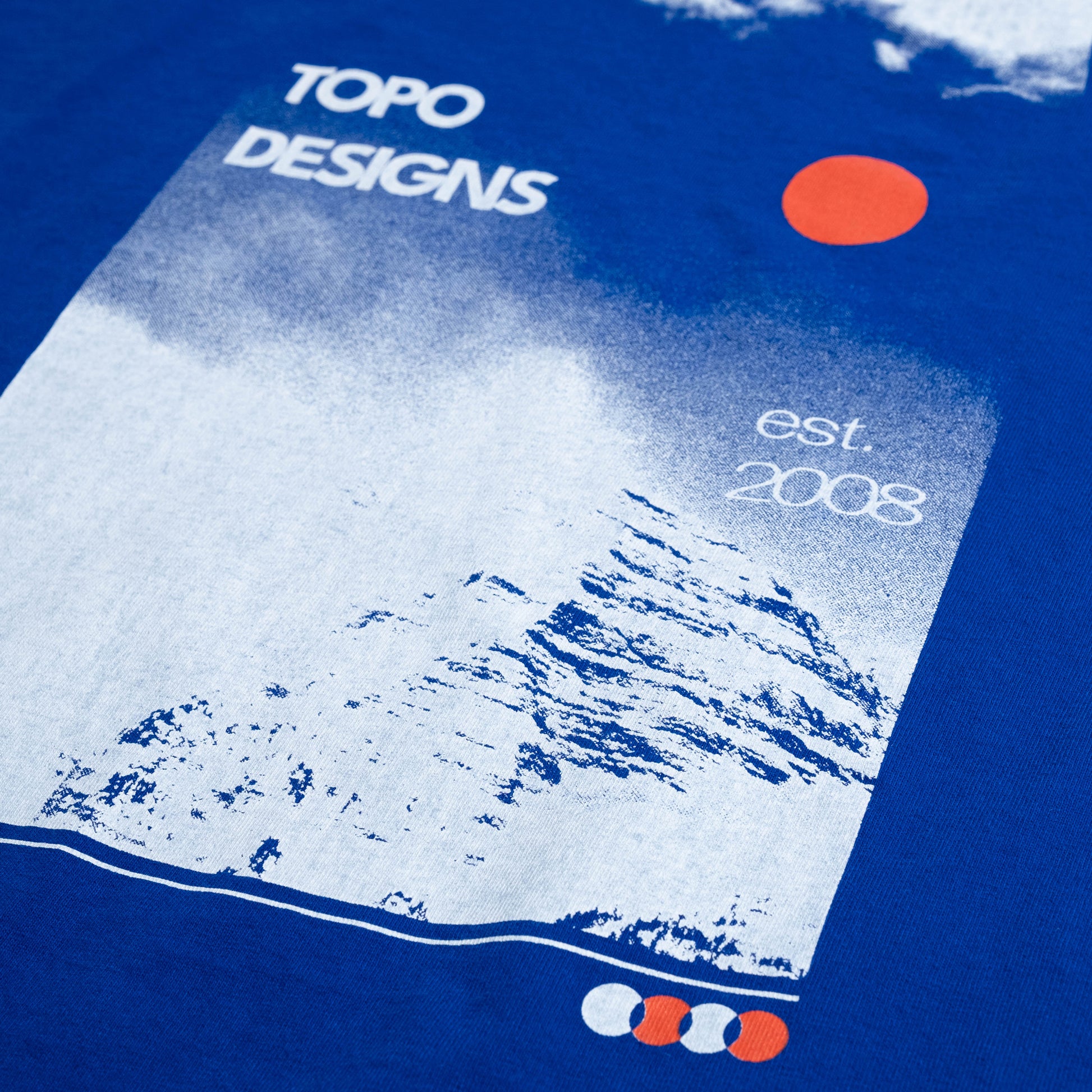 Topo Designs x Pine Printshop Peak Tee  in "Cobalt" back detail